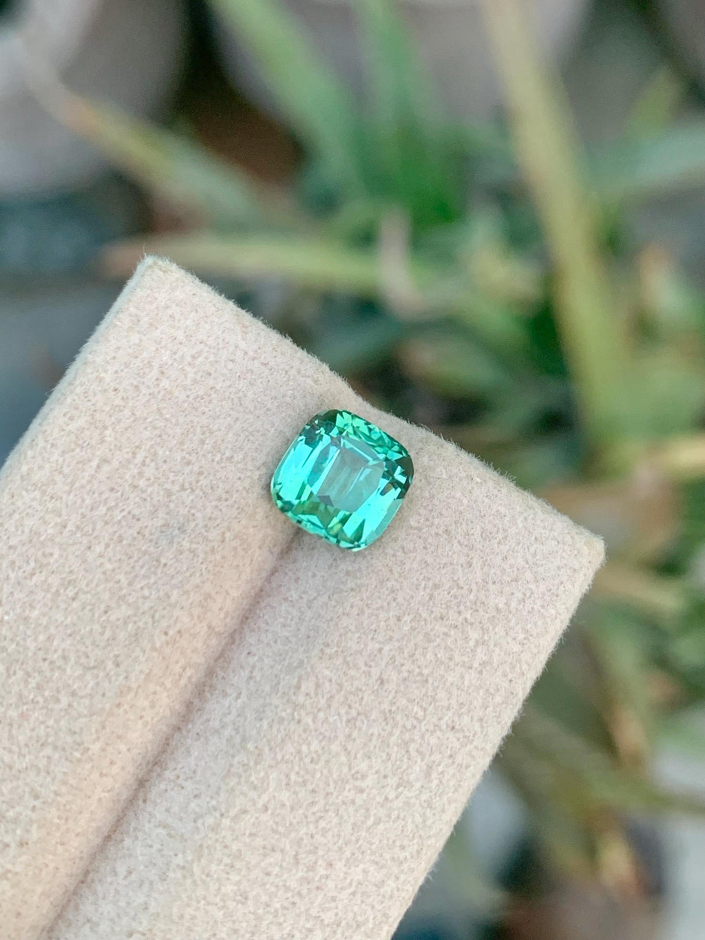 2.25 CT Blue Green Tourmaline Gemstone: Cushion Cut, Afghanistan