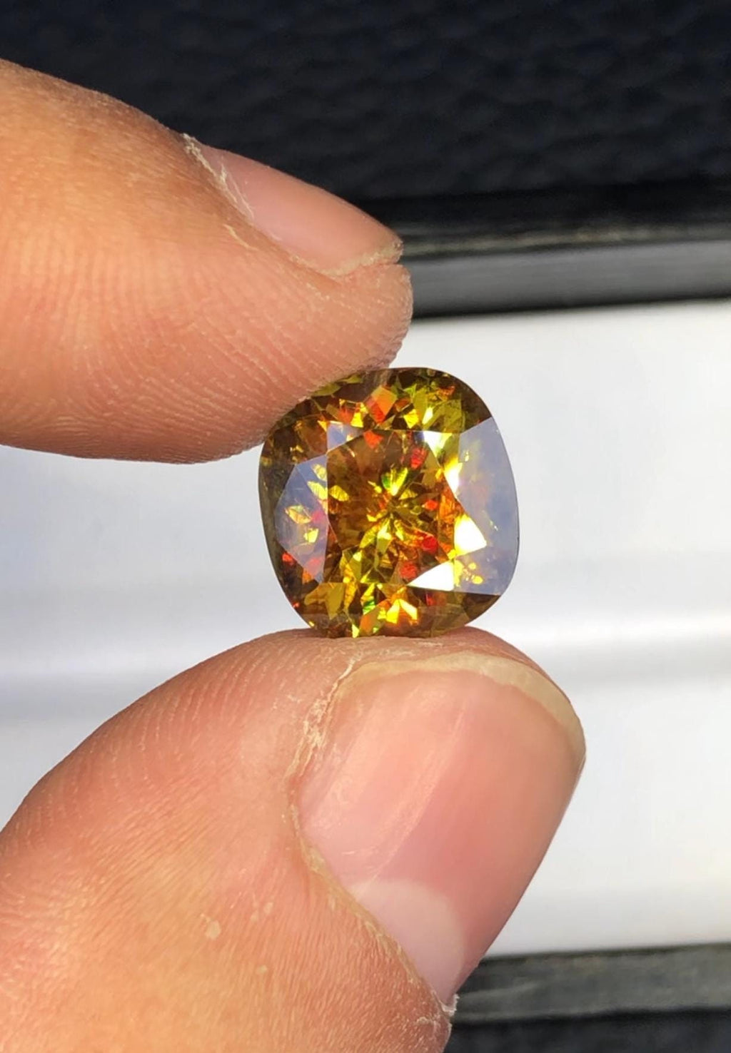 AAA Cushion Cut Sphene Gemstone: 5.65 Carats, Full Fire