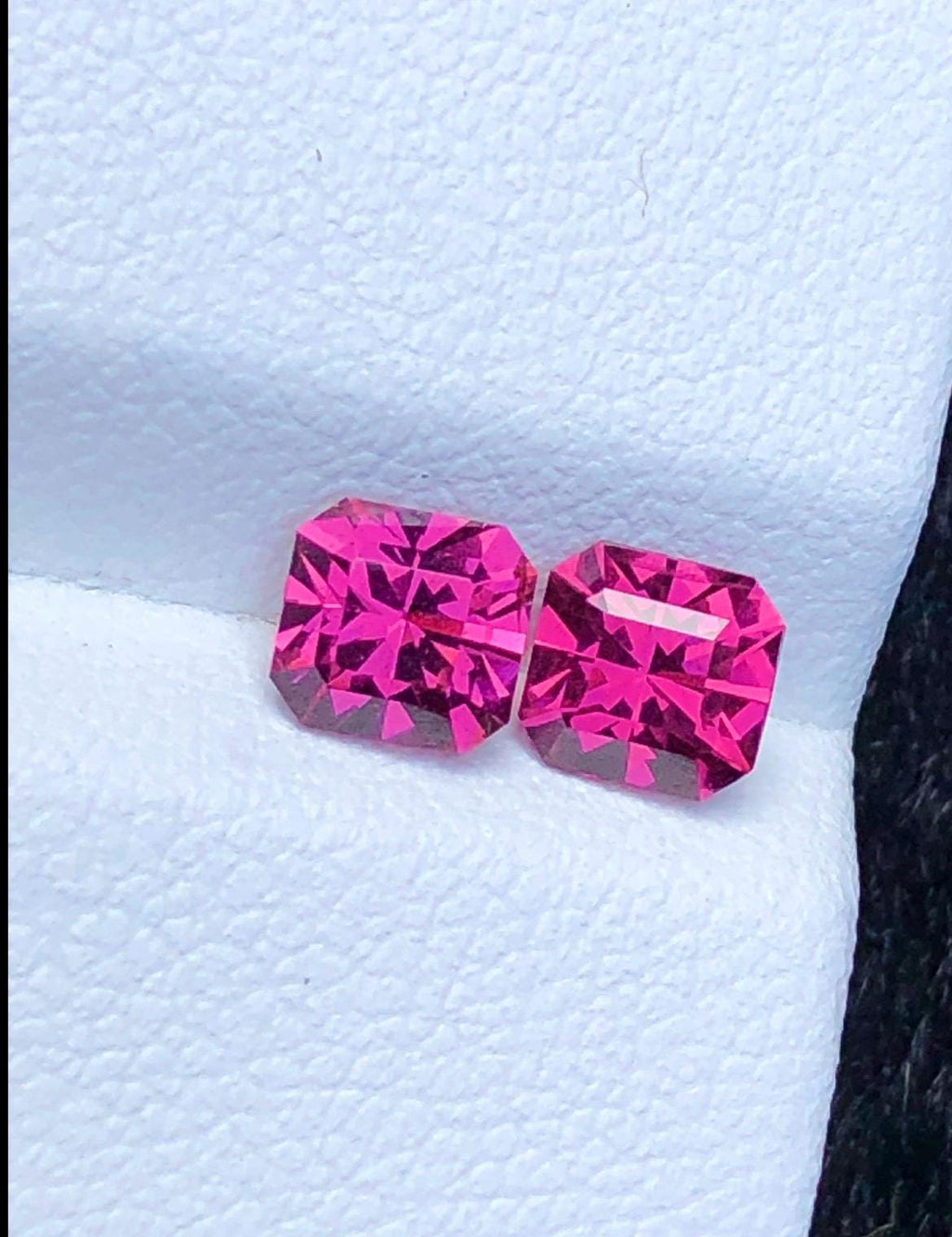Malaya Garnet 1.55ct Pair Octagonal Radiant Cut Purple Pink Precision Matched Loose Gemstones