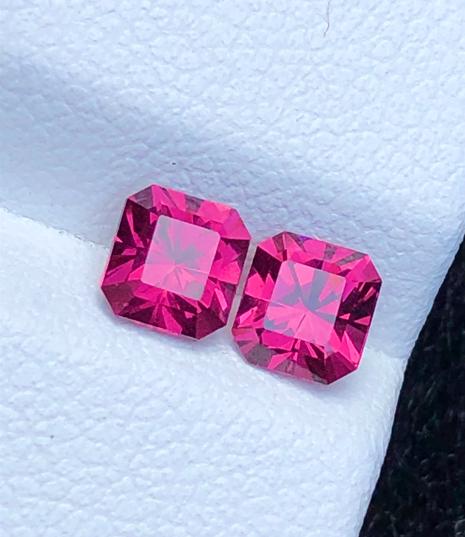 Malaya Garnet 1.50ct Pair Octagonal Radiant Cut Purple Pink Precision Matched Loose Gemstones