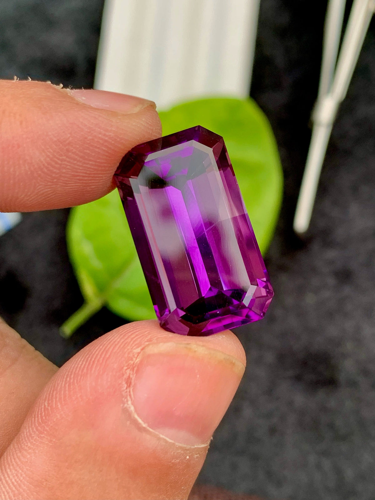 Emerald Cut Amethyst Gemstone: Deep Purple Loose Stone, 22.35 CT