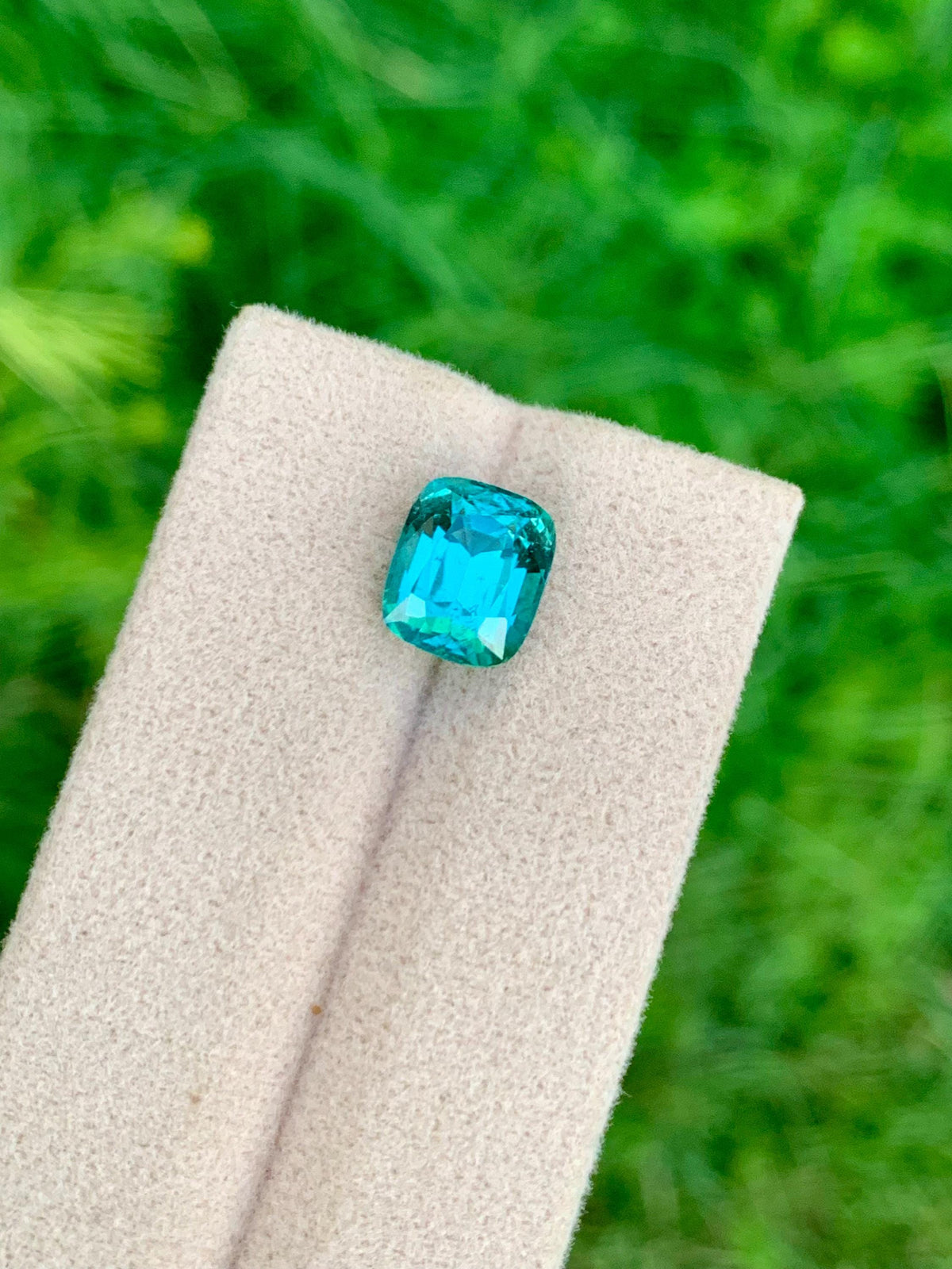 Lagoon Blue Tourmaline Gemstone: Cushion Cut October Birthstone, 3.95 CT