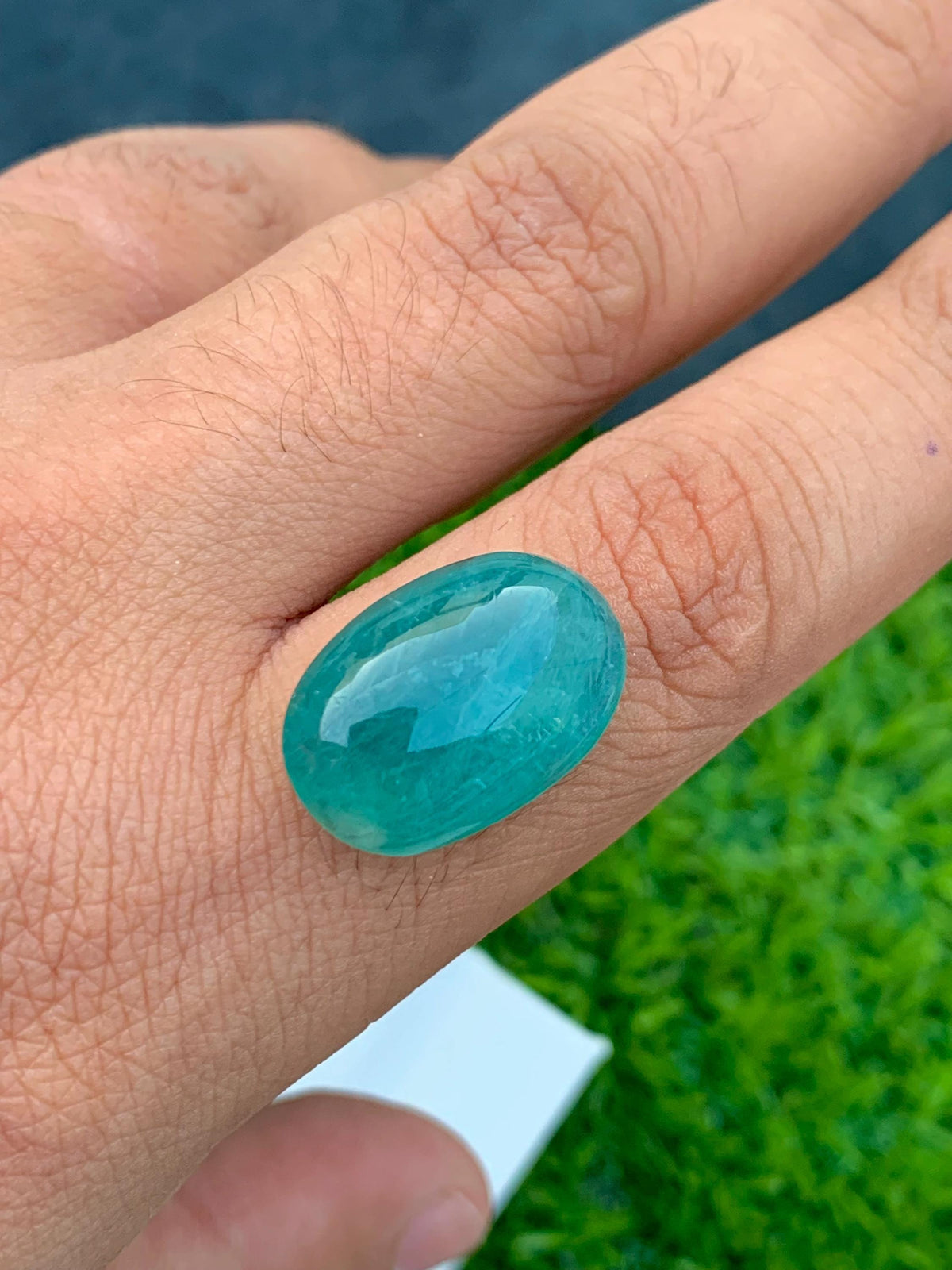 Grandidierite Gemstone Cabochon: Bluish Green, Rare Madagascar Stone, 15.30 Carats