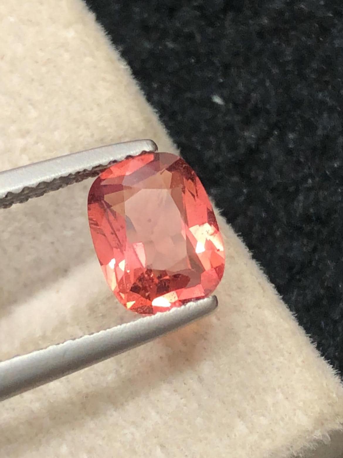 Padparadscha Sapphire 1.53ct Cushion Cut – Sunrise Peach-Pink Brilliance (GRS Certified)