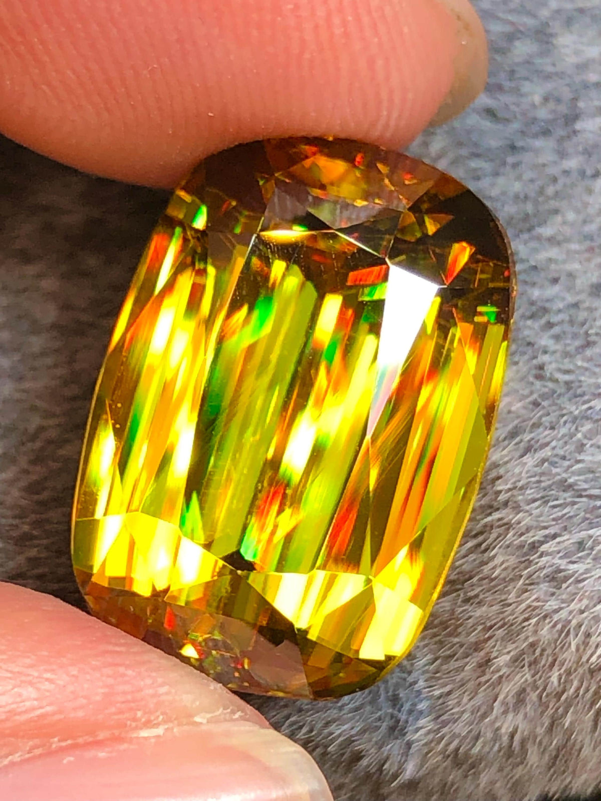 Cushion Cut Sphene Gemstone: Greenish Yellow Titanite, August Birthstone