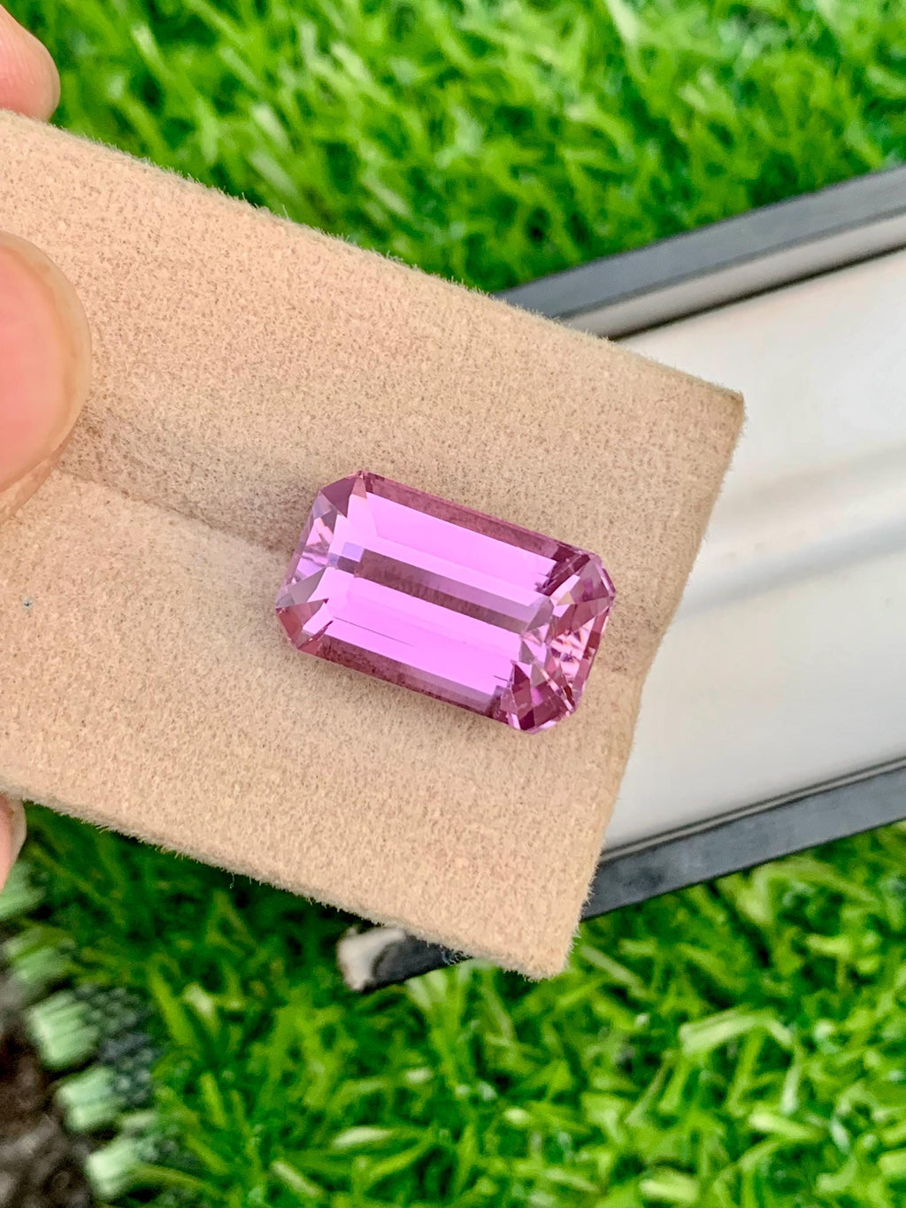 12.25 Carat Pink Kunzite Gemstone: Nigerian Emerald Cut Spodumene