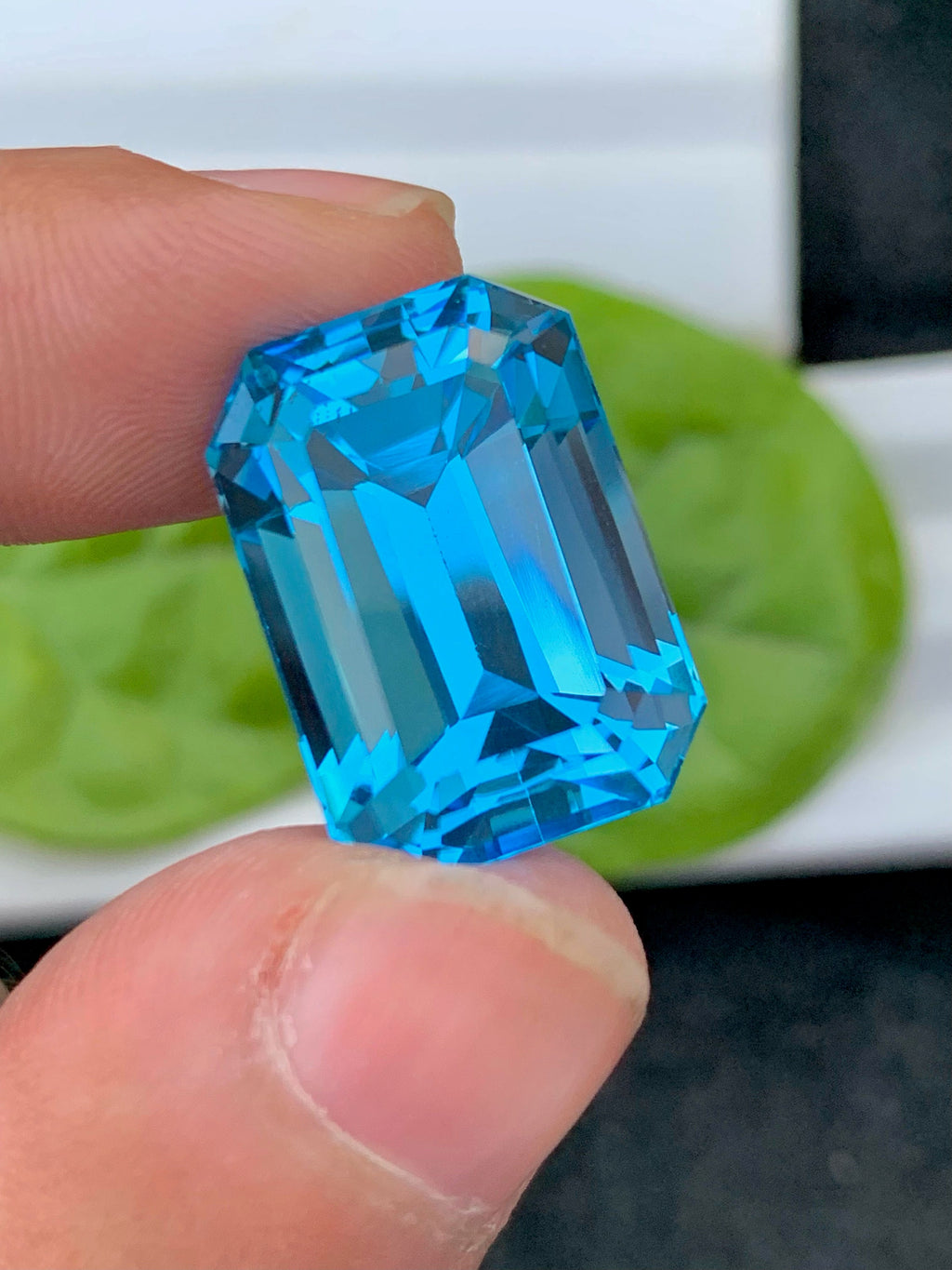 Swiss Blue Topaz Gemstone: 34.95 CT Emerald Cut, December Birthstone