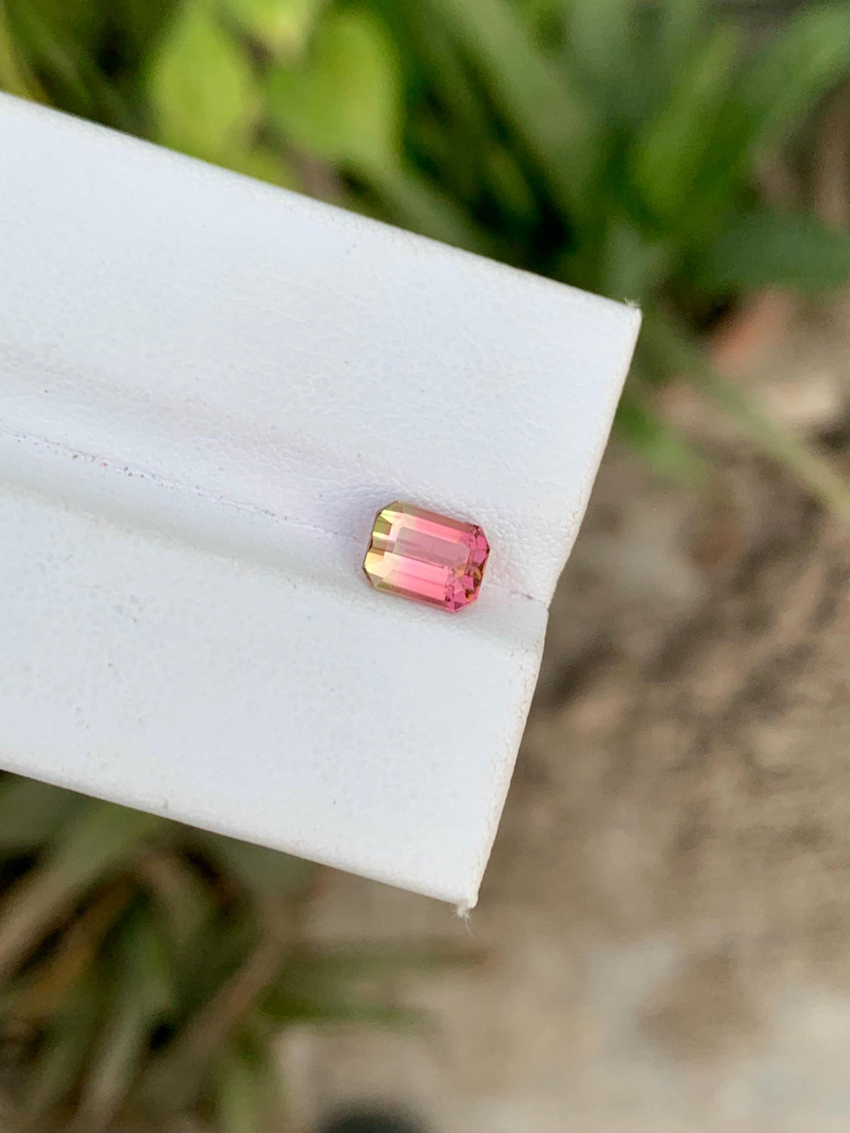 Emerald Cut Bi-Color Tourmaline Gemstone: Pink/Green, 1.30 CT