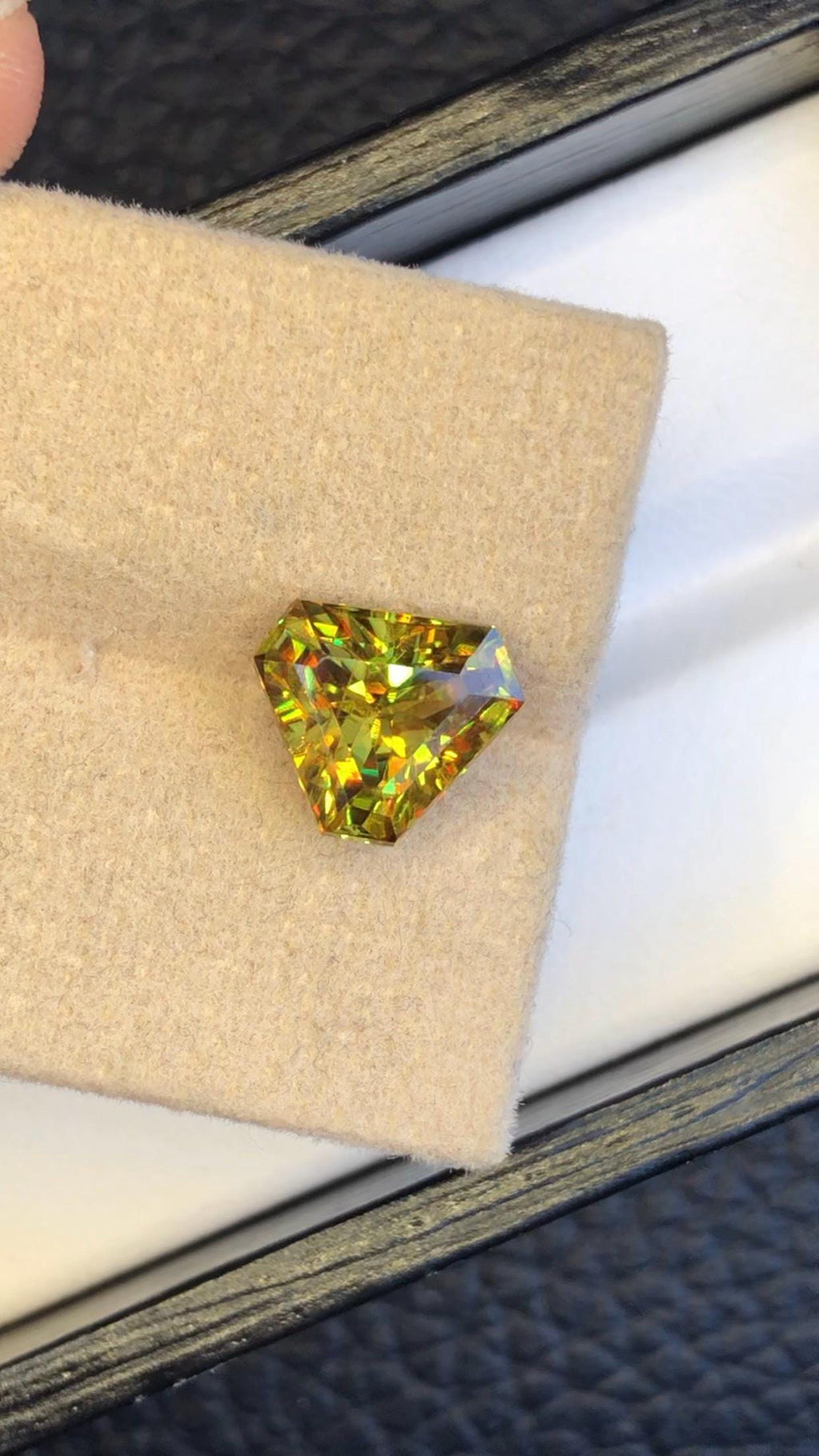 Trillion Cut Sphene Gemstone: 3.10 CT Fire Titanite Stone