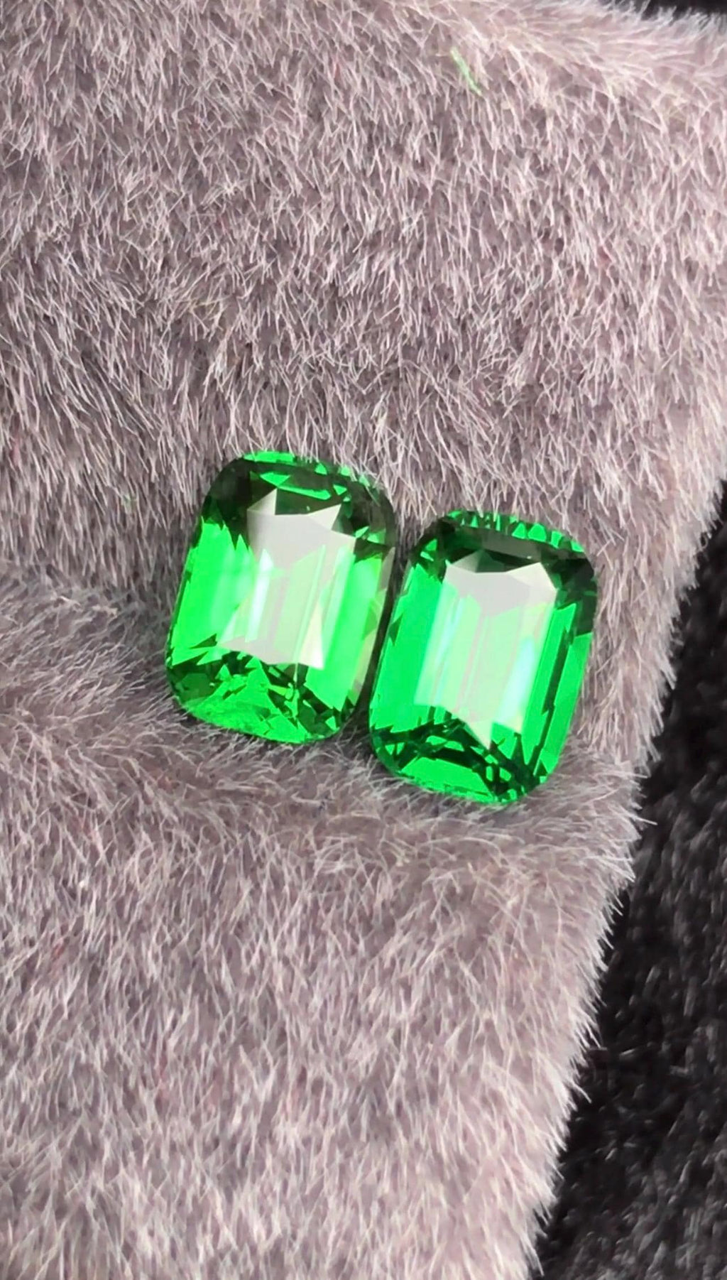 Tsavorite Garnet Pair 2.04ct Cushion Cut Green Gemstones Tanzania Certified Matching Set