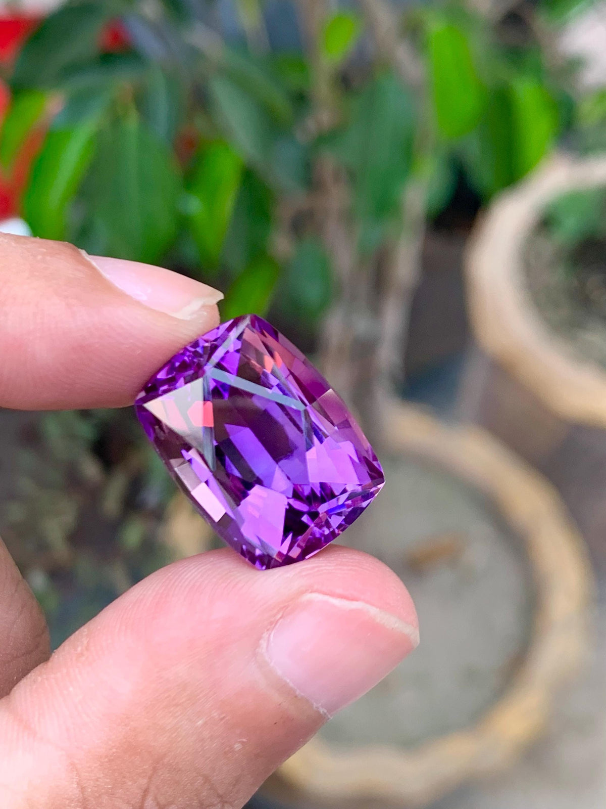Amethyst 22.95ct Fancy Rectangular Cut from Brazil – Deep Purple Collector Gemstone