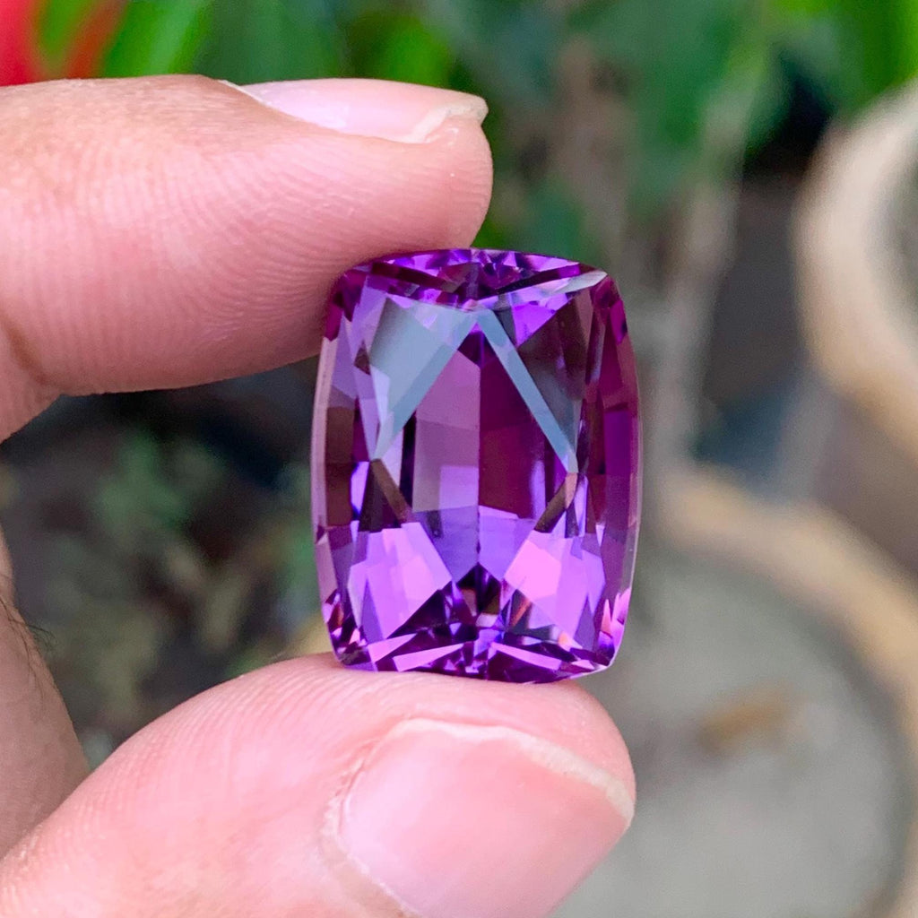 Amethyst 22.95ct Fancy Rectangular Cut from Brazil – Deep Purple Collector Gemstone