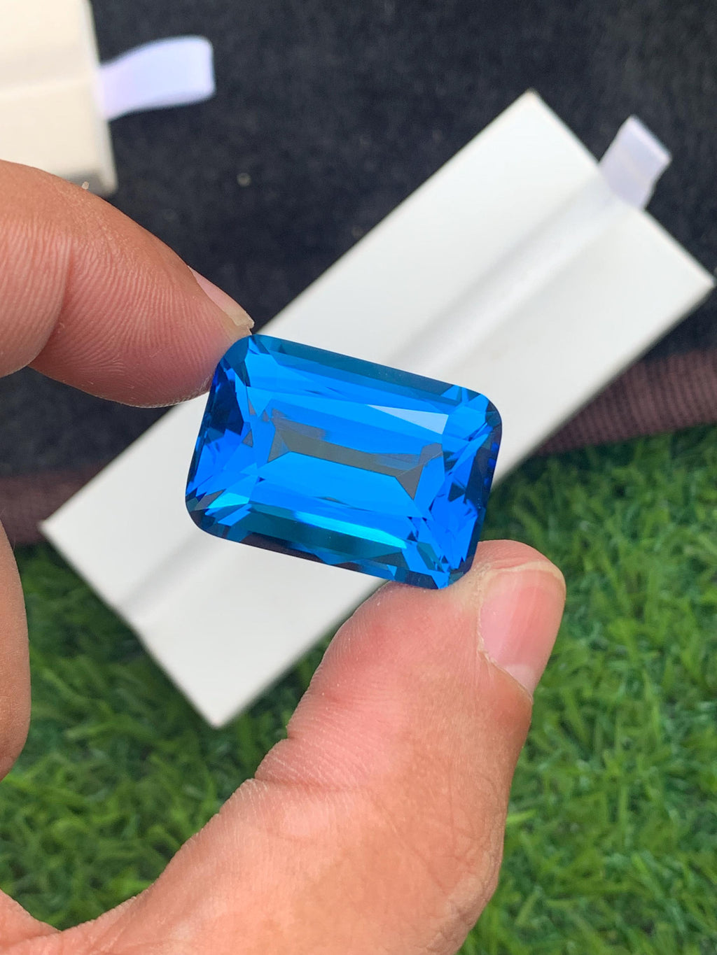 Electric Blue Topaz Gemstone: 49.50 CT Cushion Cut, Loupe Clean