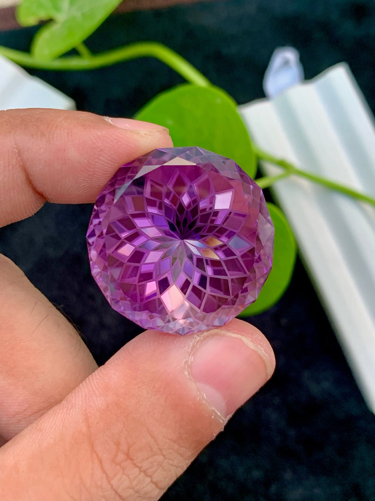 83.65 CT Purple Pink Amethyst Gemstone: Precision Flower Cut, February Birthstone