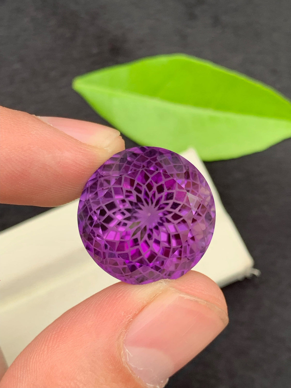 Round Precision Flower Cut Amethyst Loose Gemstone -44  Carats