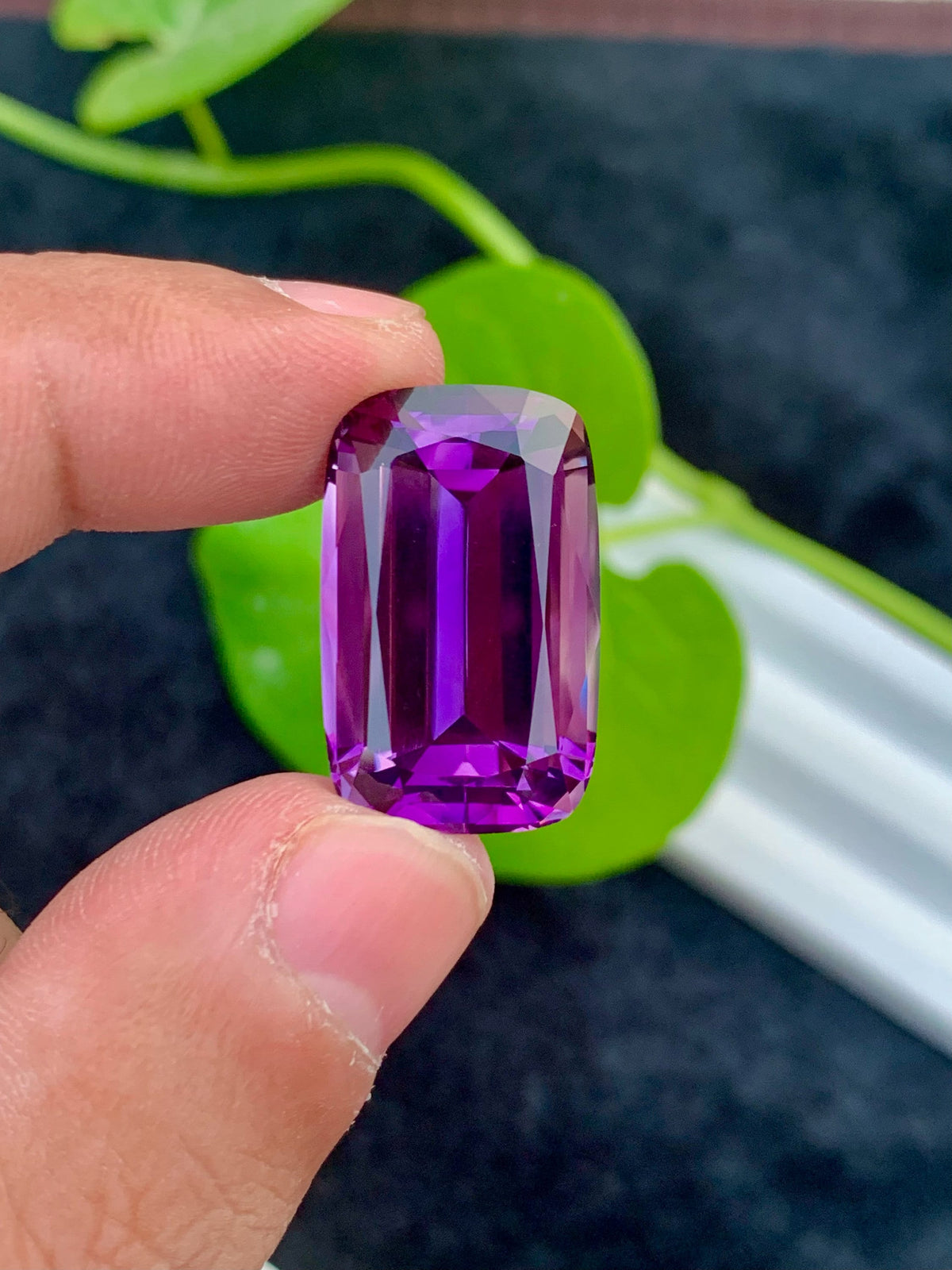 Natural Deep Purple Amethyst Gemstone: 26.00 CTS Cushion Cut, Africa