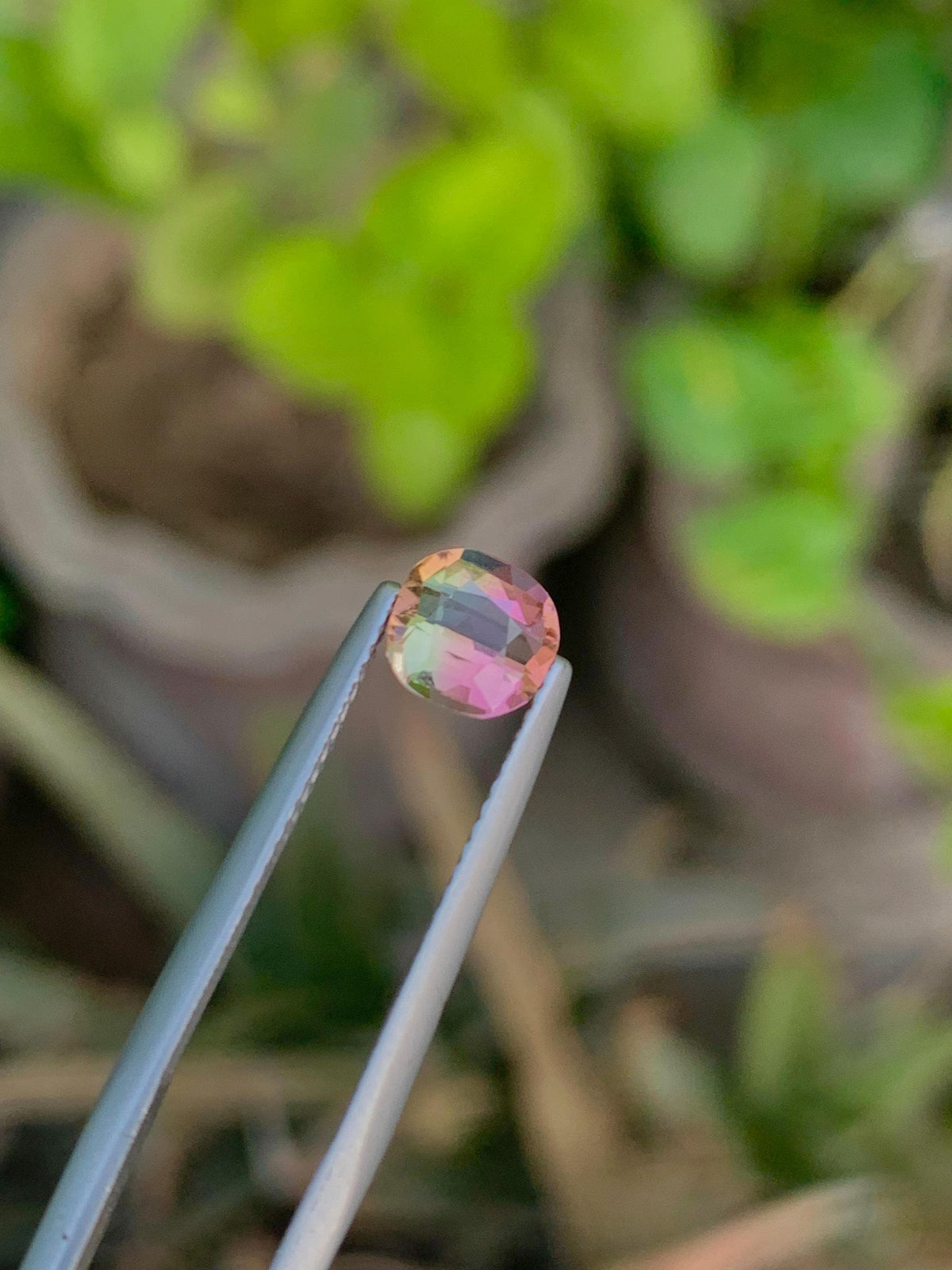 1.10 CT Bi-Color Tourmaline Gemstone: Oval Faceted Pink/Green