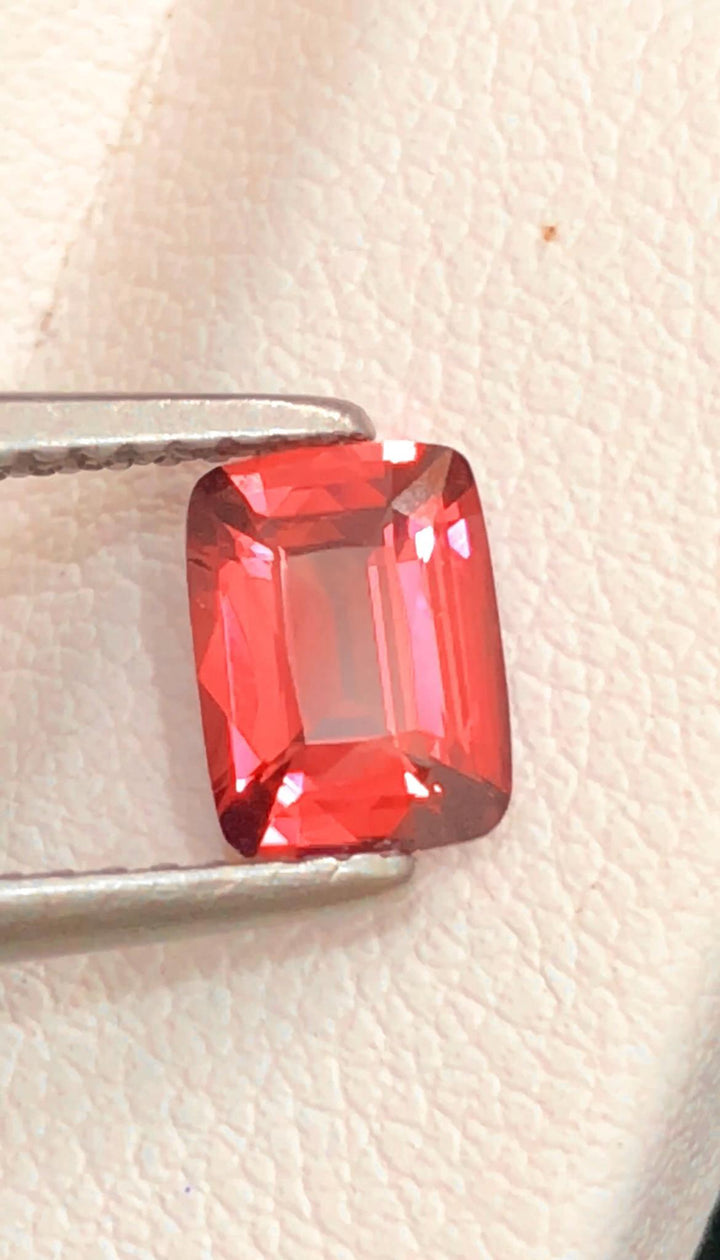 Vivid Padparadscha Sapphire 1.09 ct Cushion Cut , Certified Vivid Orange-Pink