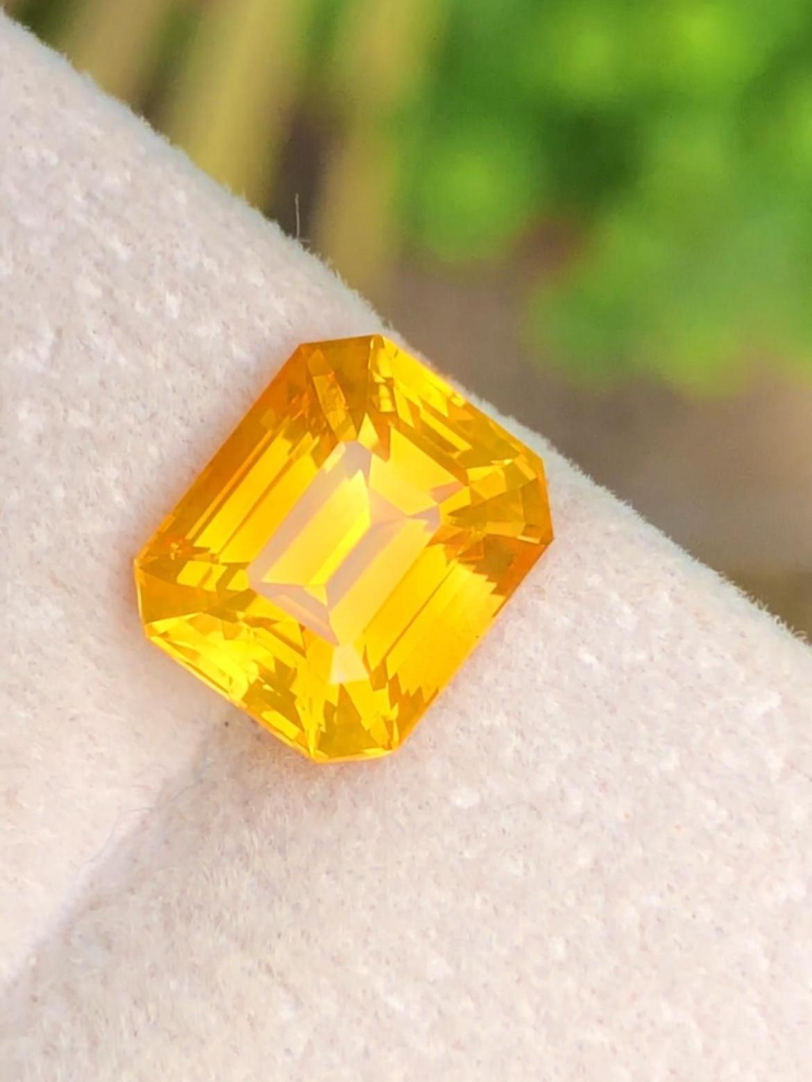 Yellow Sapphire 3.52 ct Emerald Octagonal Cut Madagascar With Certificate