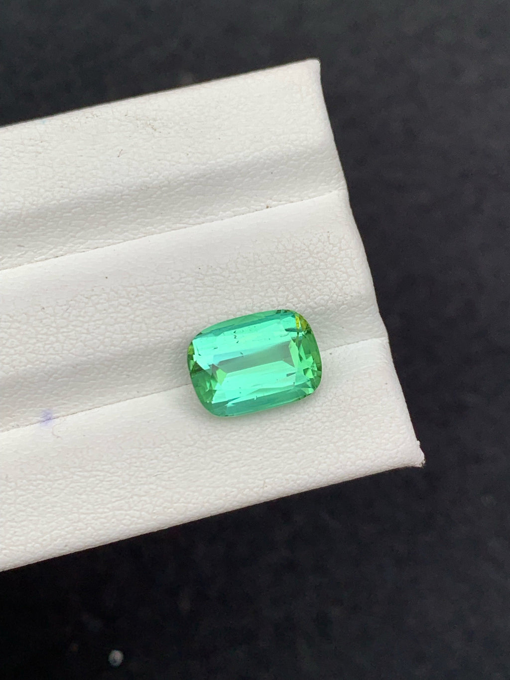 Natural Blue Green Tourmaline Gemstone: Cushion Cut, 3.35 Carat