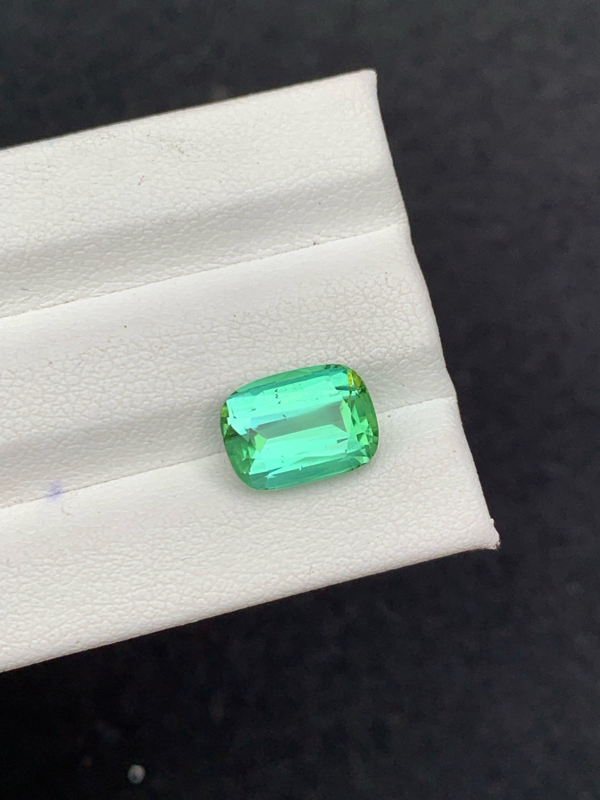 Natural Blue Green Tourmaline Gemstone: Cushion Cut, 3.35 Carat
