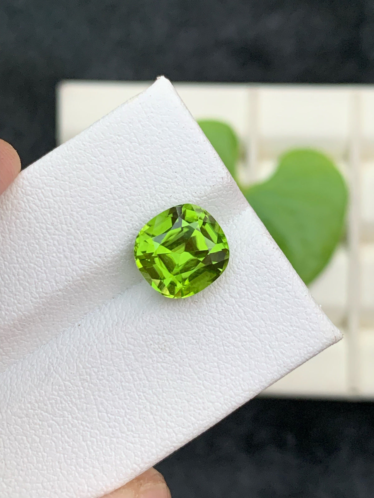 Natural Olive Green Peridot Gemstone: Cushion Cut, 3.75 CT