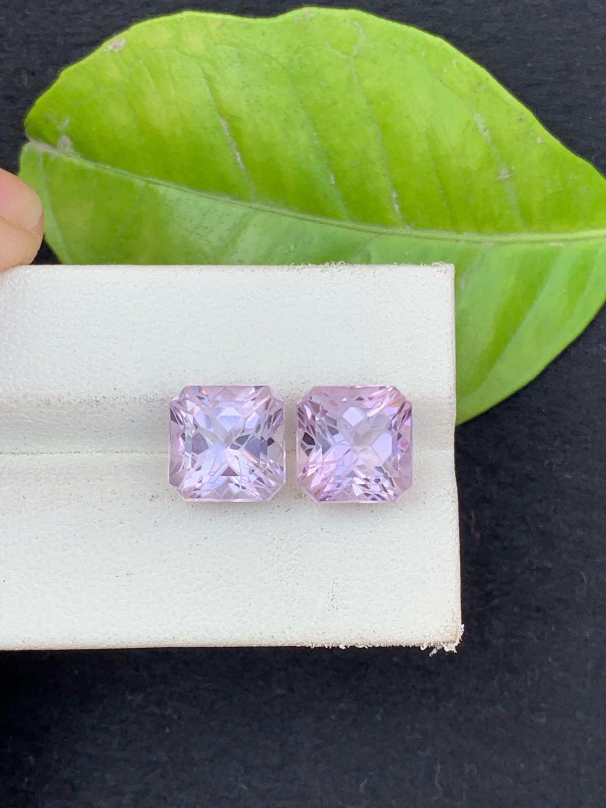 Zambian Amethyst Stone Pair: 10.25 CTS, Square Asscher Cut