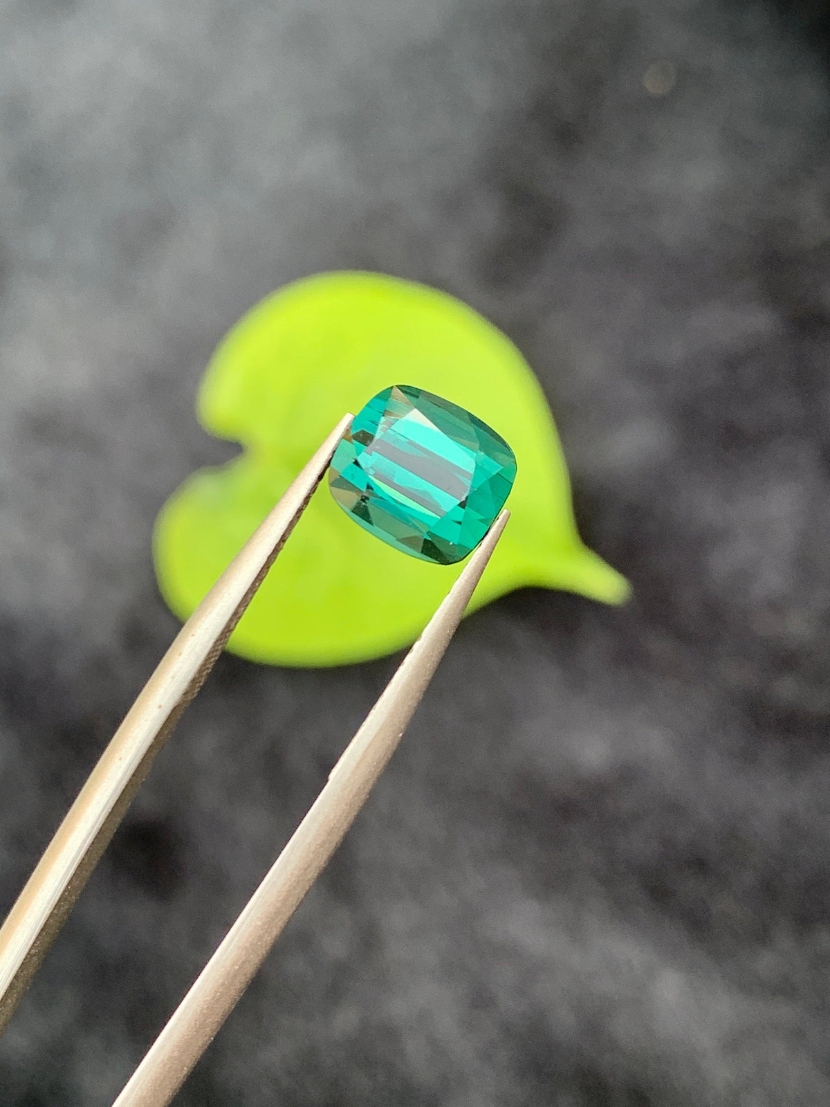 2.55 CT Bluish Green Tourmaline Gemstone: Cushion Cut, Afghanistan