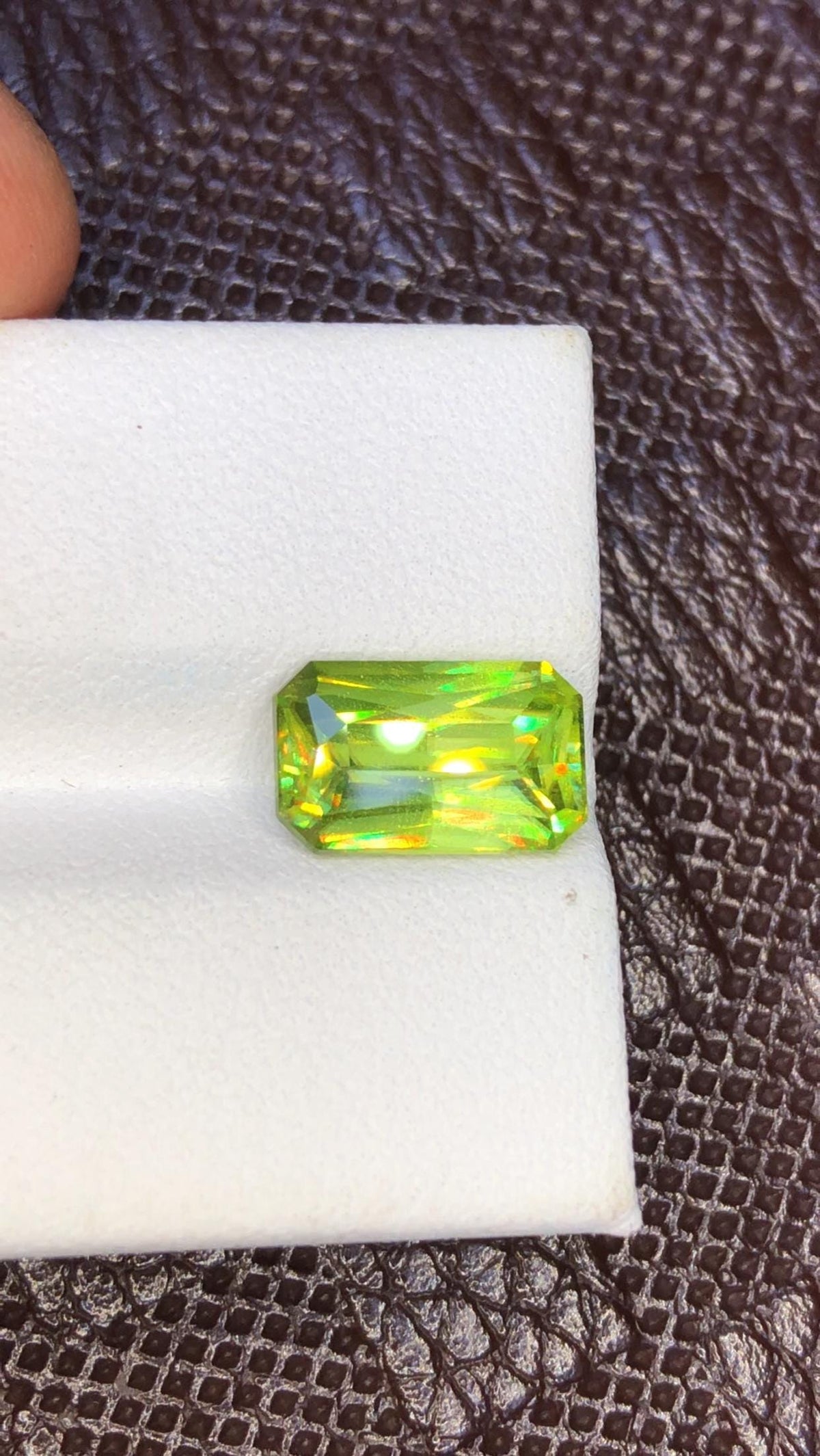 Natural Sphene Gemstone: 3.47 ct Greenish Yellow Full Fire Stone
