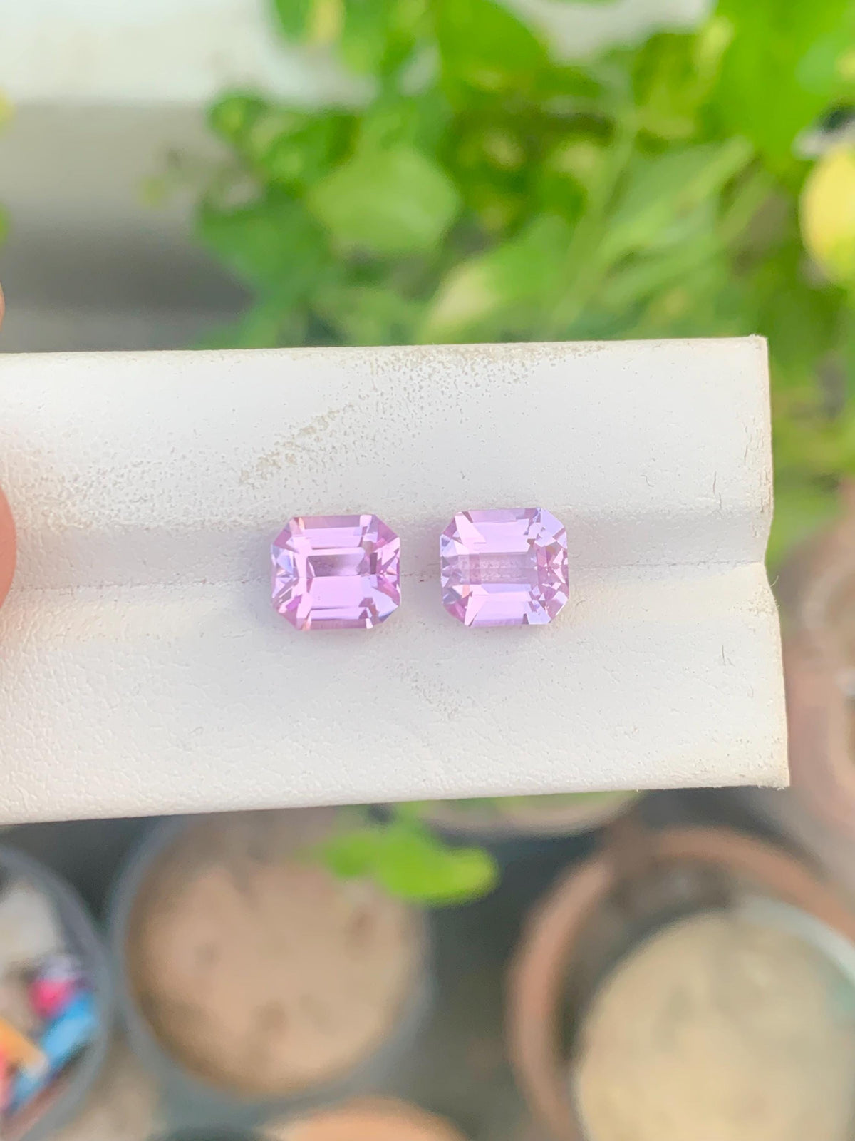 Emerald Cut Pink Kunzite Pair: Natural Gemstone, 9.10 CT