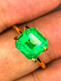 Rare Asscher Cut Vivid Green Top Top Grade Zambian Emerald,2.63 Cts Beauty