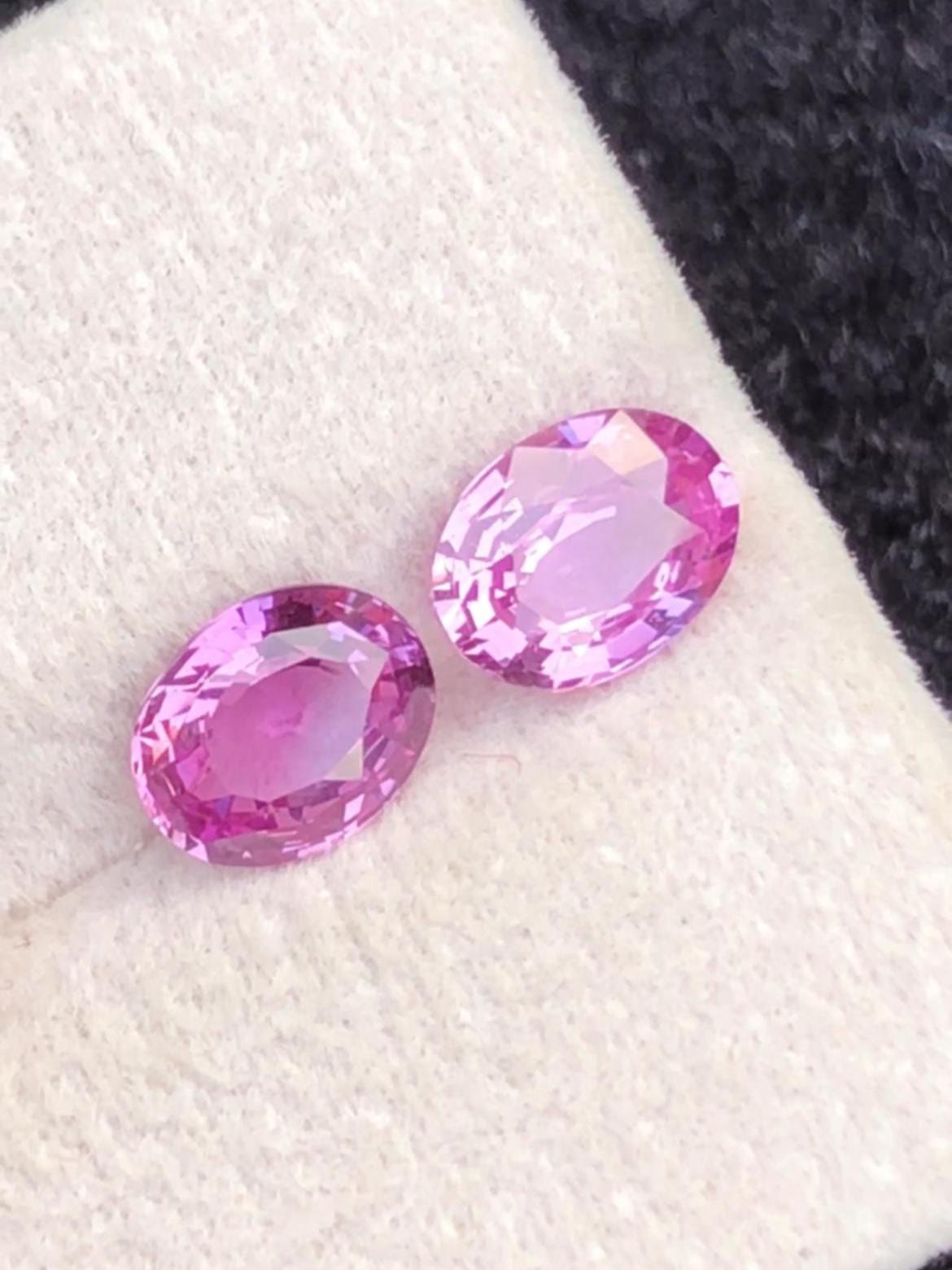 Purple Sapphire Pair  2.11 ct Oval Cut – from Madagascar With Certificate