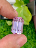 Pink Kunzite Gemstone: 20.45 Carat Emerald Cut, Afghanistan Origin