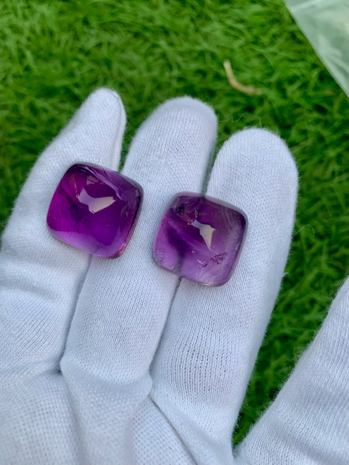 Deep Purple Amethyst Sugarloaf Cabochon Pair: 84.20 Carat Gemstone