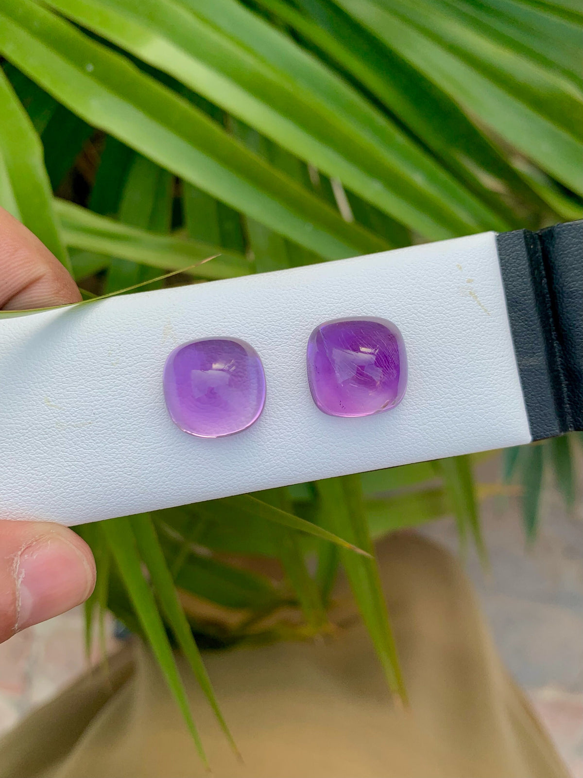 Deep Purple Amethyst Cabochon Pair: Fine Gemstone, 25.55 Carat