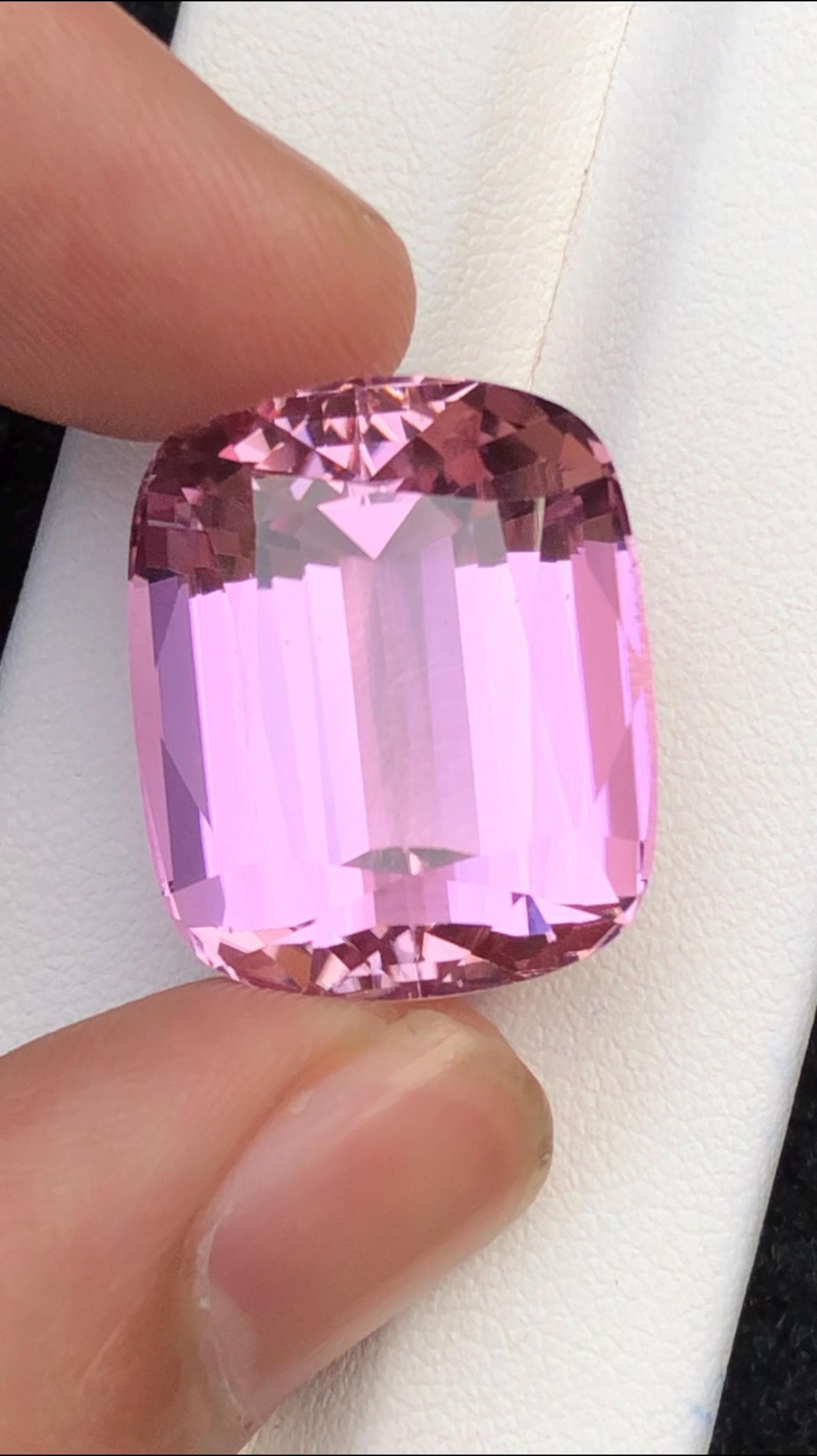 Pink Kunzite Gemstone: 41.70 carat Faceted Cushion Cut from Afghanistan