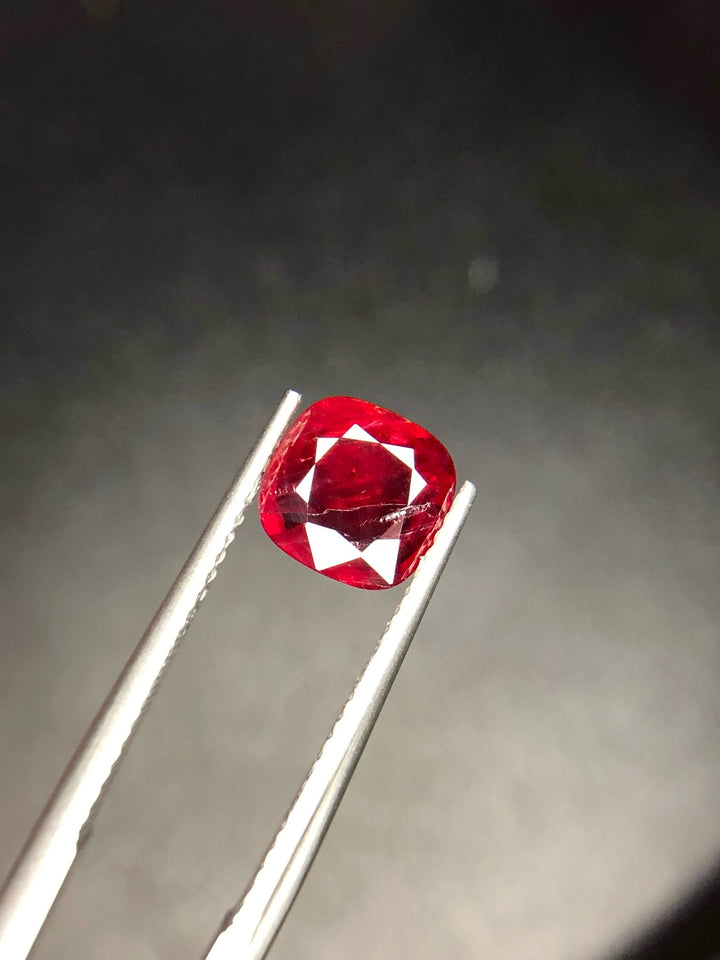 Vivid Red Ruby Gemstone: 2.05 CT Cushion Cut Afghanistan Ruby