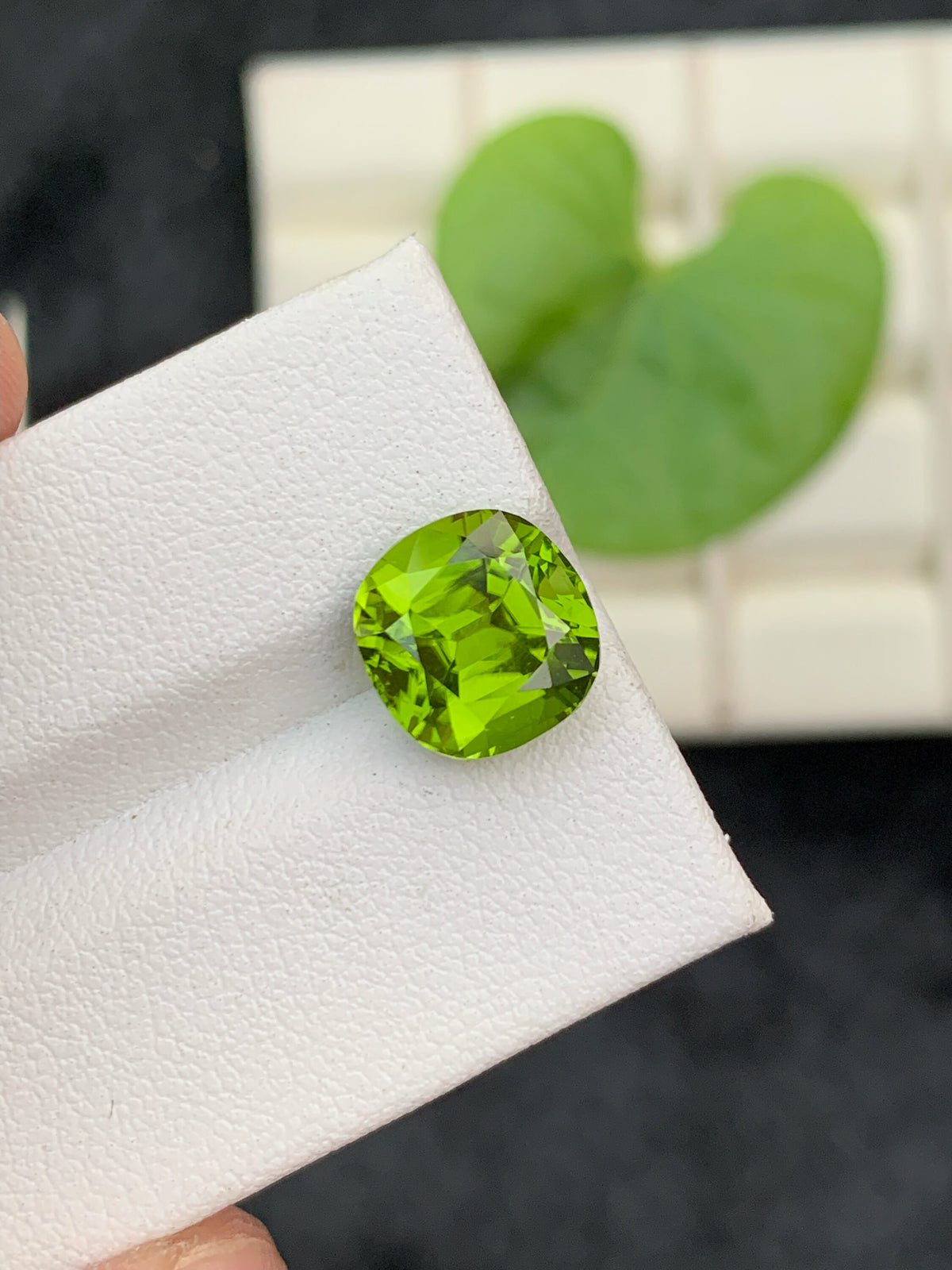 Lime Green Peridot Gemstone: 5 CT Cushion Cut, August Birthstone