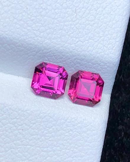 Malaya Garnet Pair 1.25 ct Asscher Cut – Vibrant Peach-Pink Color