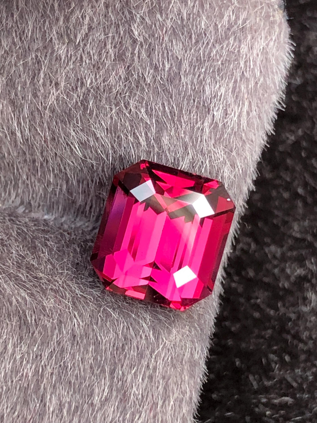 Raspberry Pink Rhodolite Garnet Emerald Cut 3.15 ct Tanzania