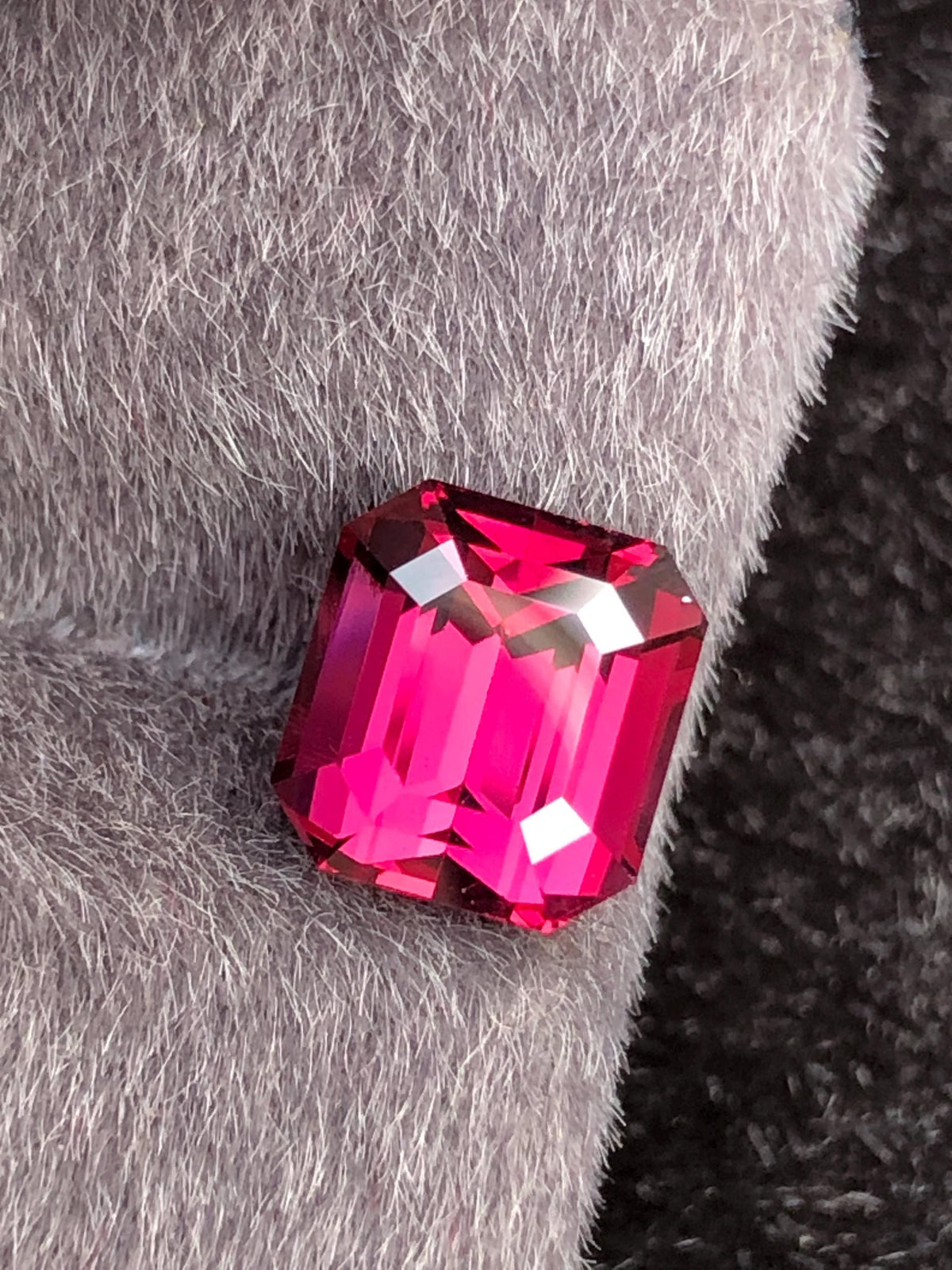 Raspberry Pink Rhodolite Garnet Emerald Cut 3.15 ct Tanzania
