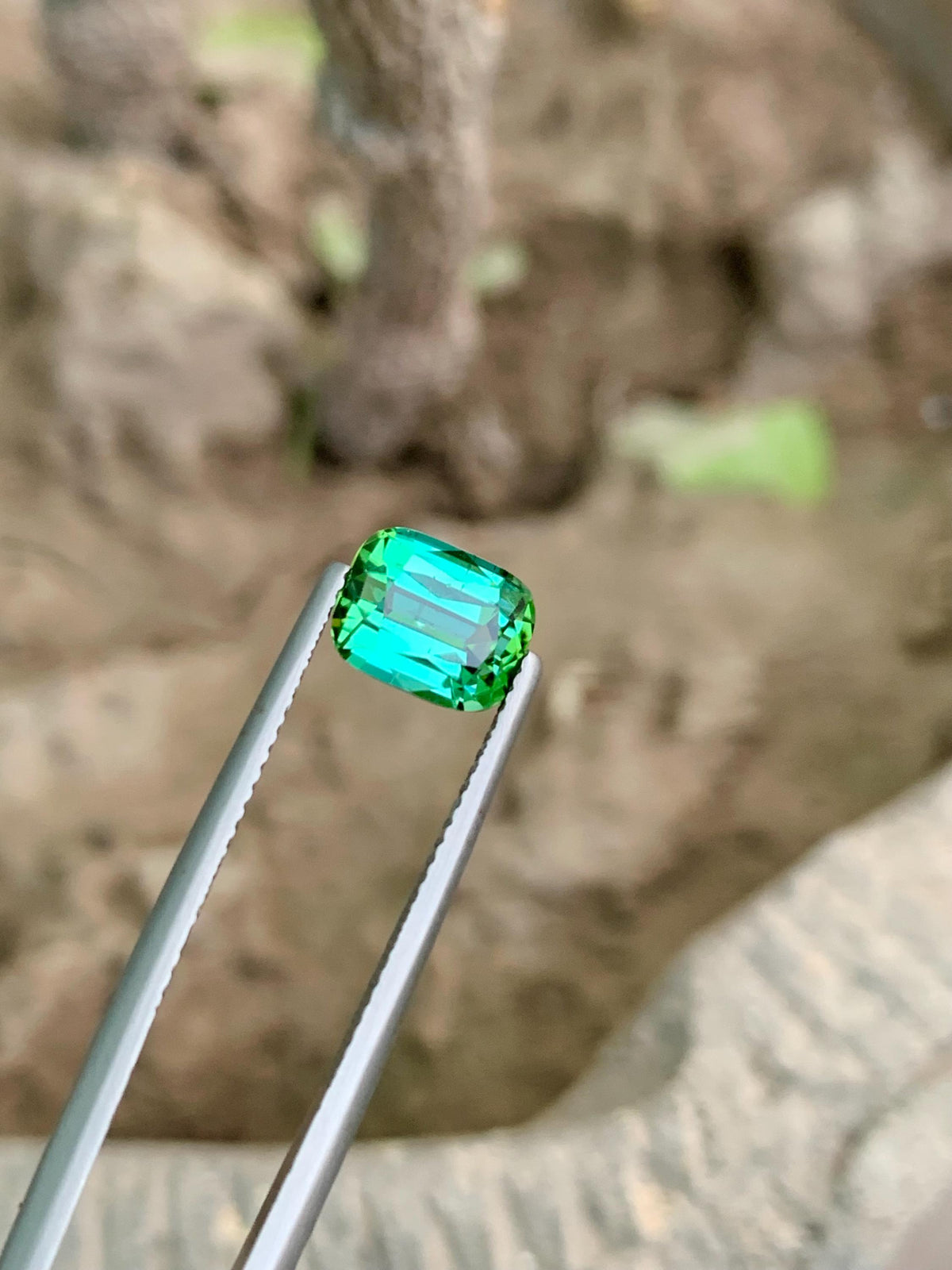Natural Bluish Green Tourmaline Gemstone: Cushion Cut, 2.60 CT