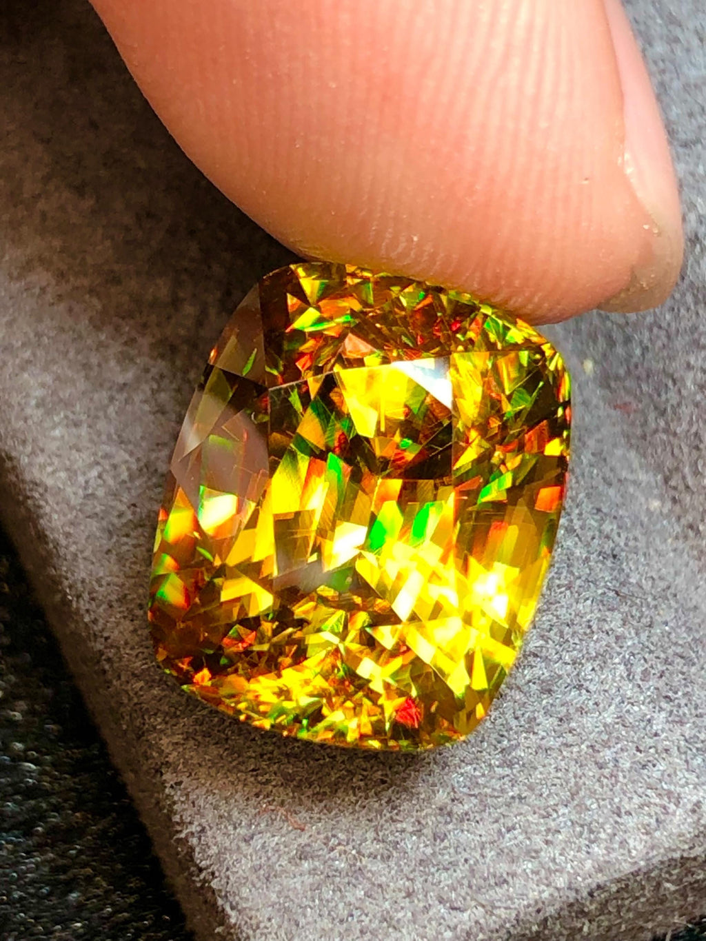 Primum Quality  Cushion Cut Sphene Gemstone: Greenish Yellow Titanite, August Birthstone