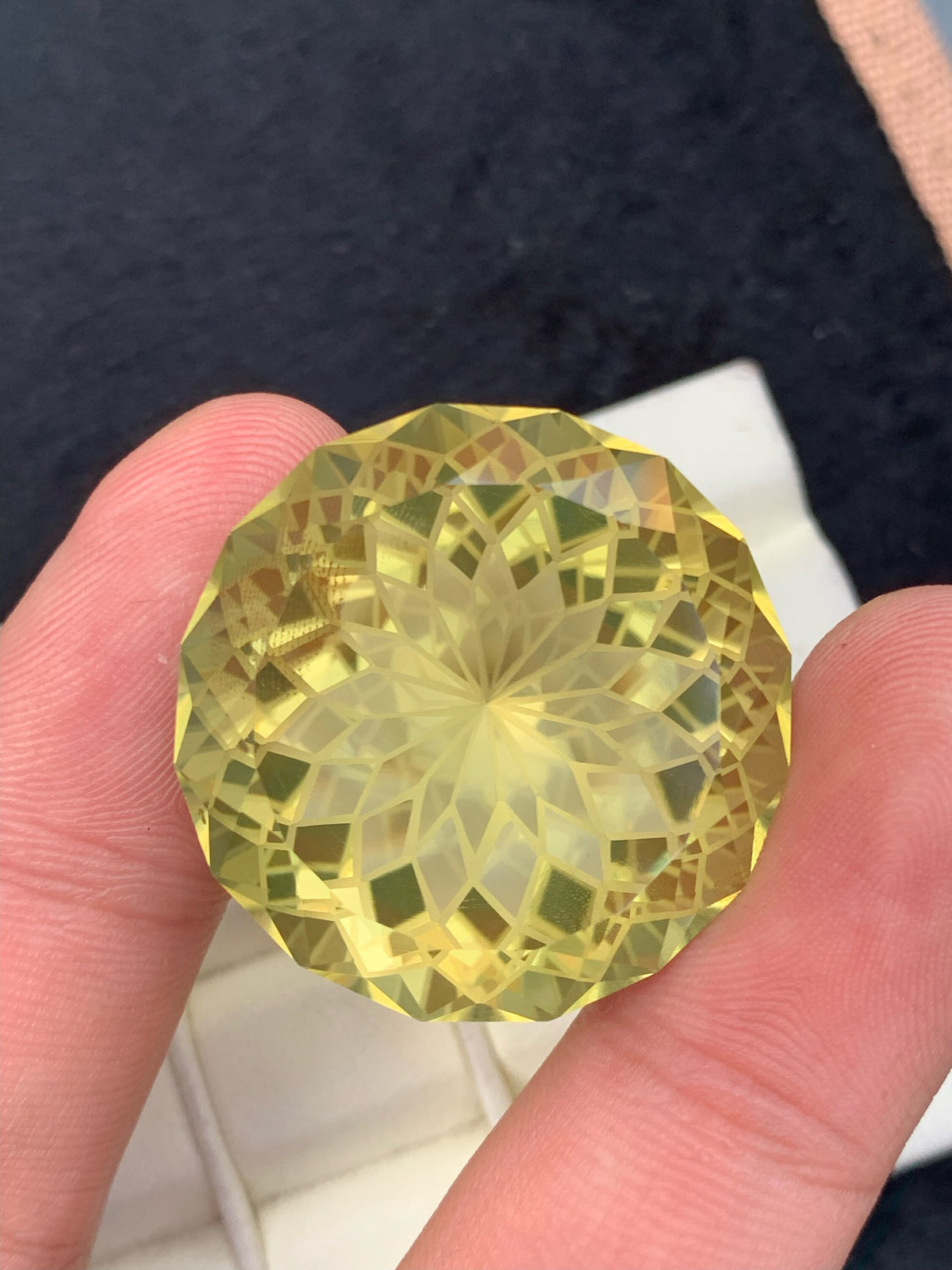 Flower Cut Citrine Gemstone: Yellow Faceted Loose Stone, 96.80 CT