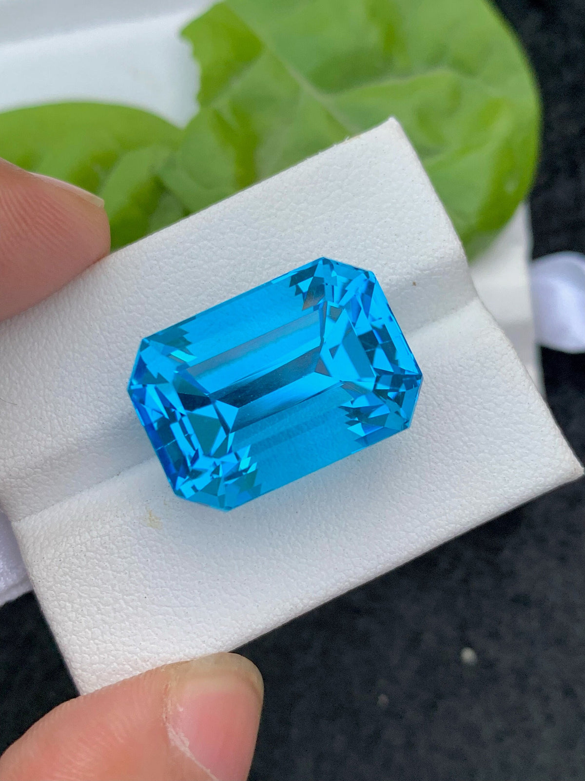 Swiss Blue Topaz Gemstone: 34.95 CT Emerald Cut, December Birthstone