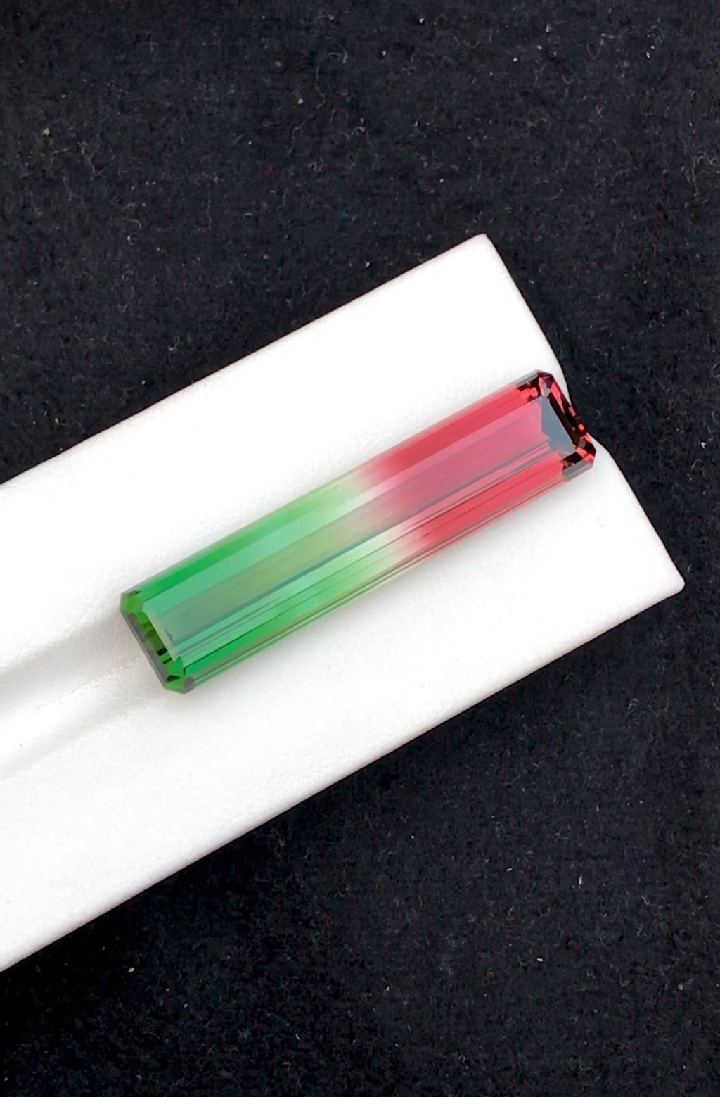40.80 Cts Emerald Cut Bi-Color Tourmaline Gemstone: Pink Green Afghanistan
