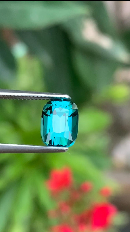 2.00 Carat Natural Lagoon Tourmaline – cushion Cut, Vivid Blue-Green, Eye-Clean, Afghanistan Origin