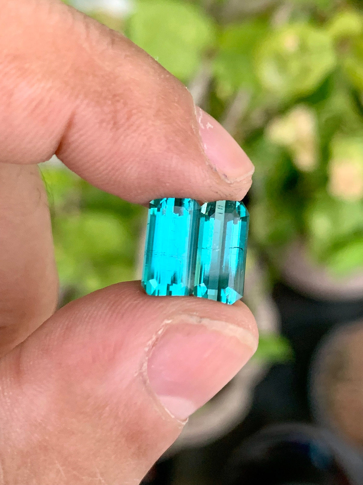 Blue Lagoon Tourmaline Pair: Faceted Emerald Cut, October Birthstone