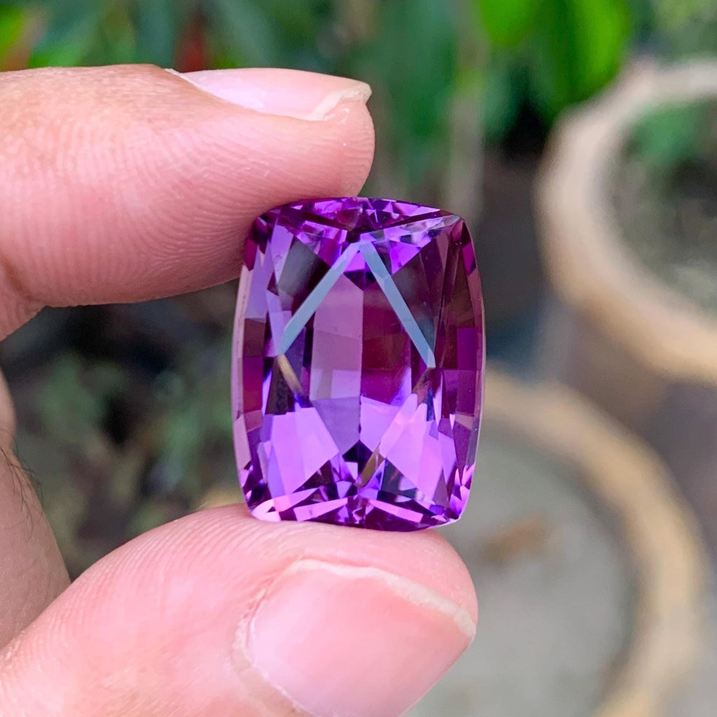 Amethyst 22.95ct Fancy Rectangular Cut from Brazil – Deep Purple Collector Gemstone