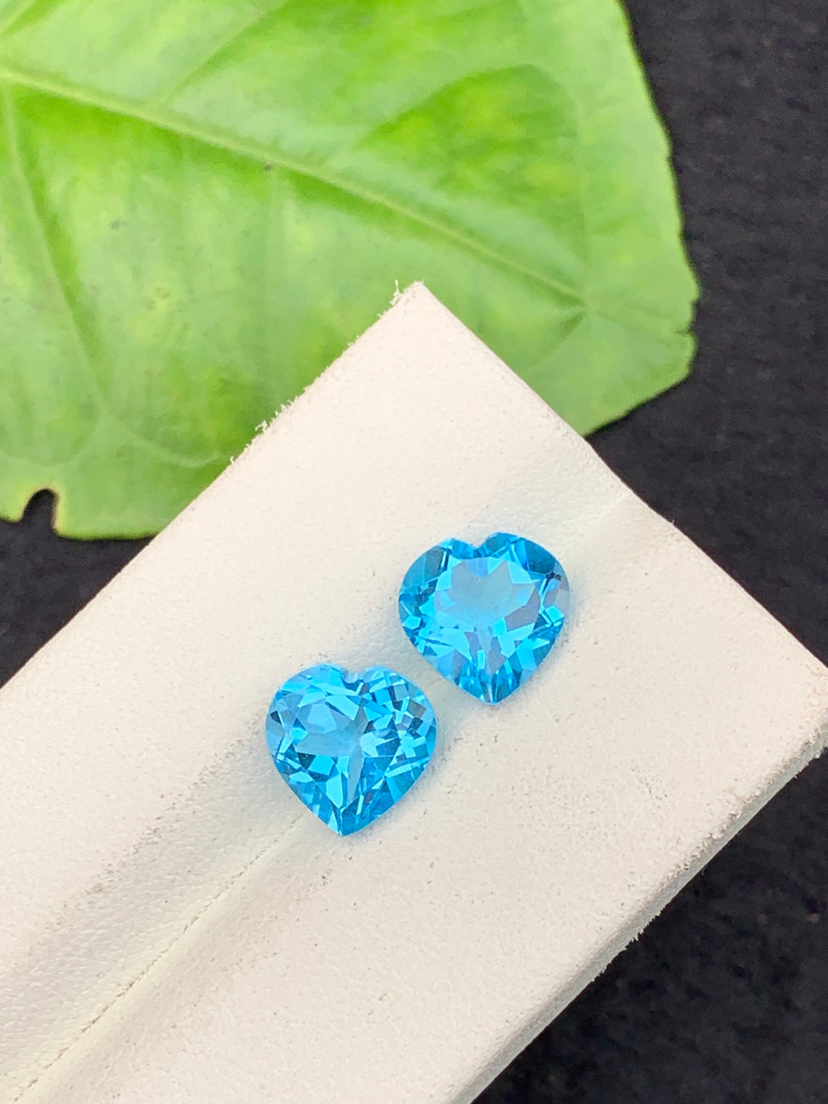 Swiss Blue Heart Shape Topaz Pair, Natural Topaz Cut Stones, 6.50 carat